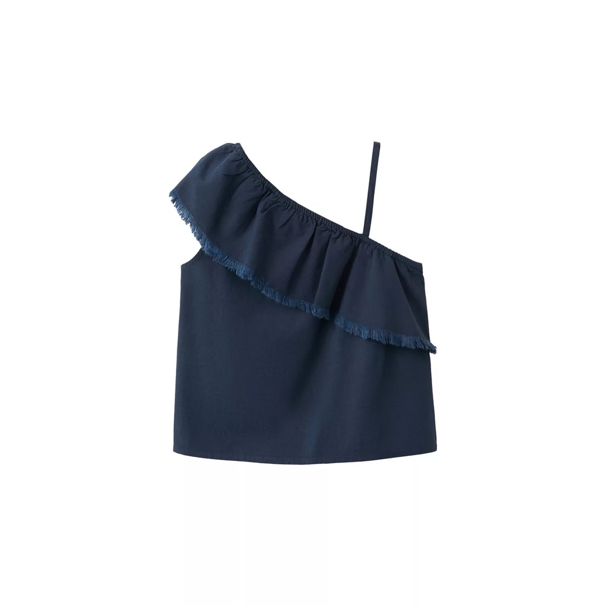 Blouse asymétrique volantée bleu marine, MANGO KIDS