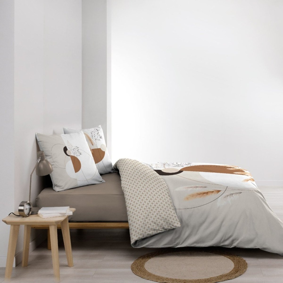 Housse de couette 240x220 + 2 taies PAMPA 100% coton blanc, DECORATIE
