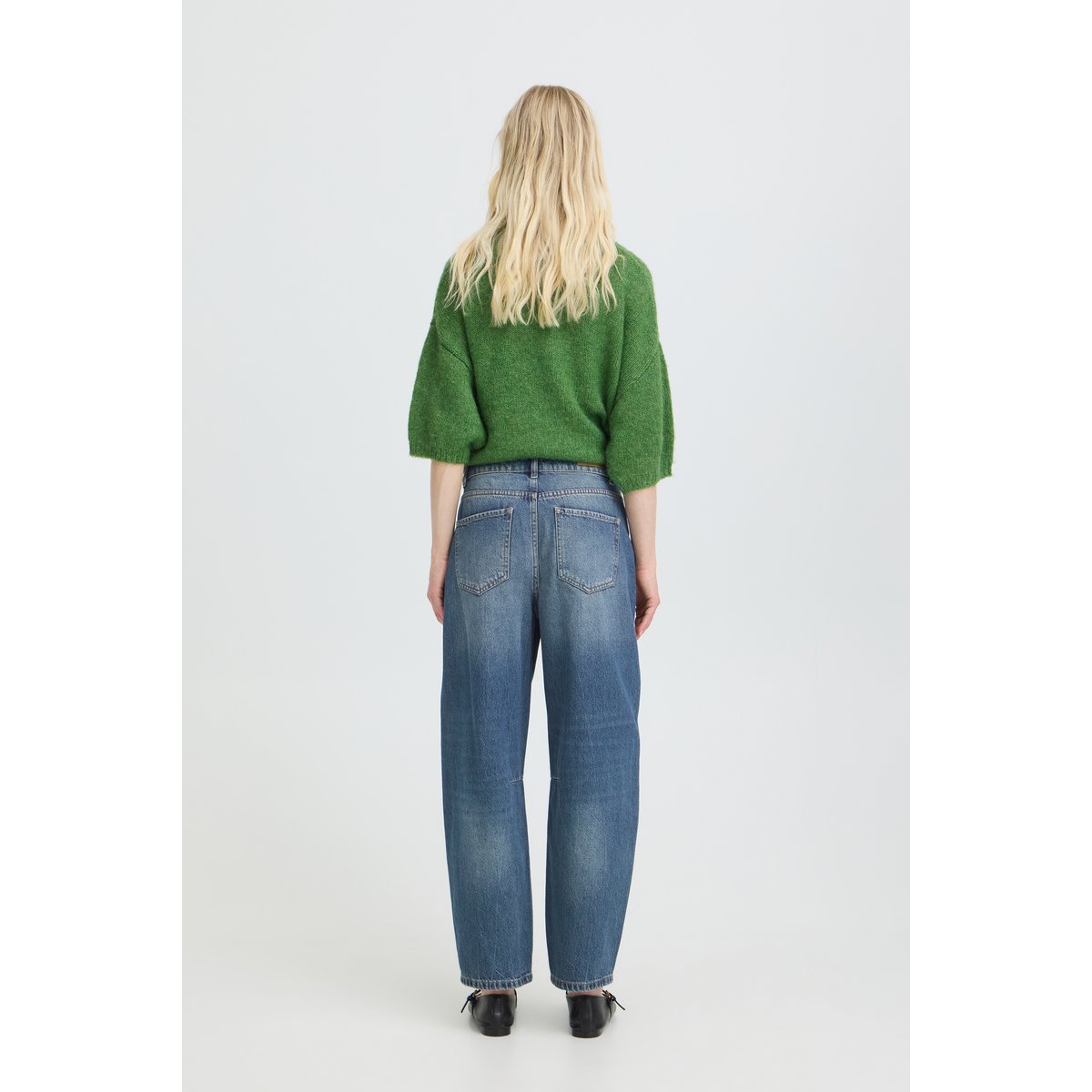 Jean large barrel bleu mid blue denim, B.YOUNG