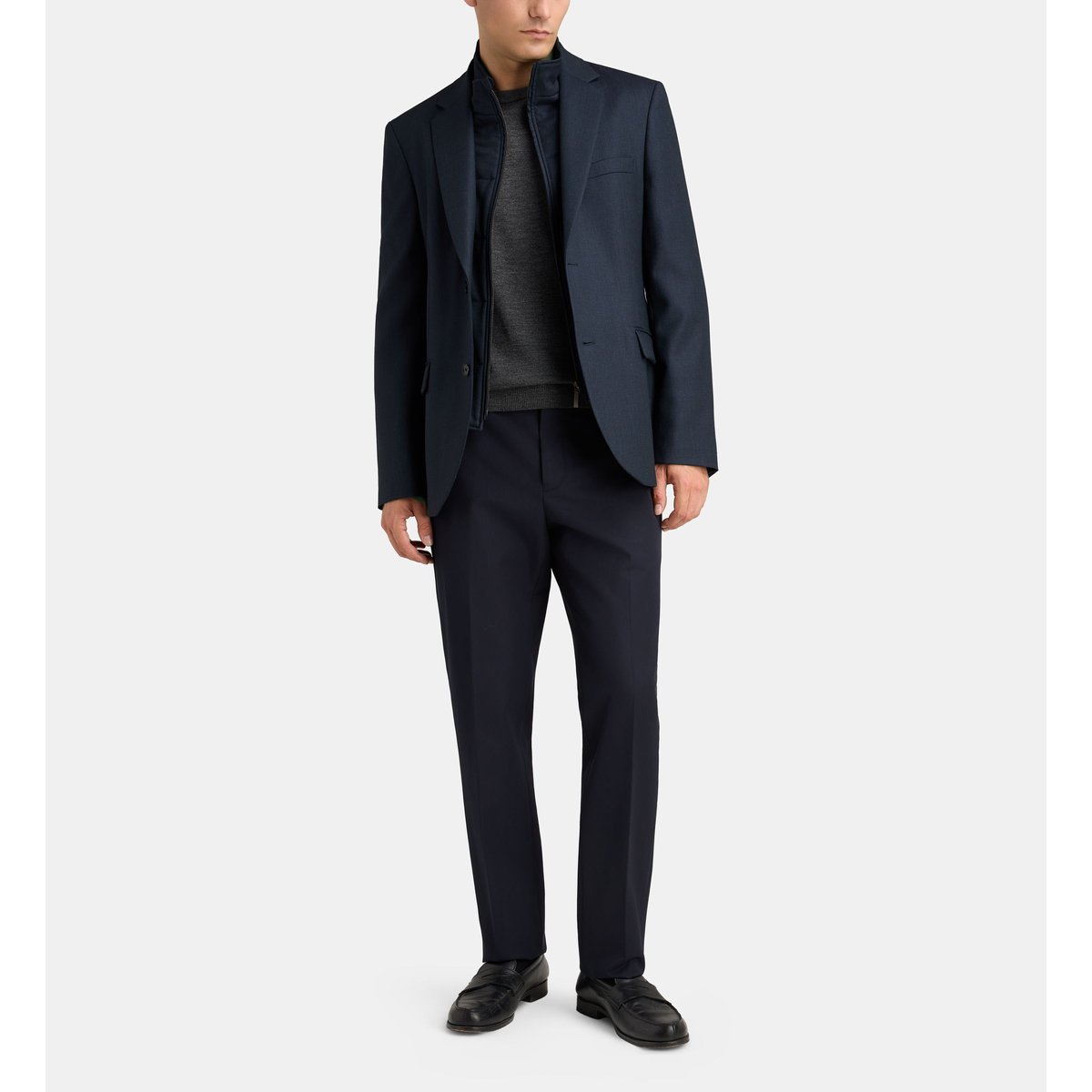 Veste de costume droite balneo parmenture laine bleu marine, COMPTOIR GL