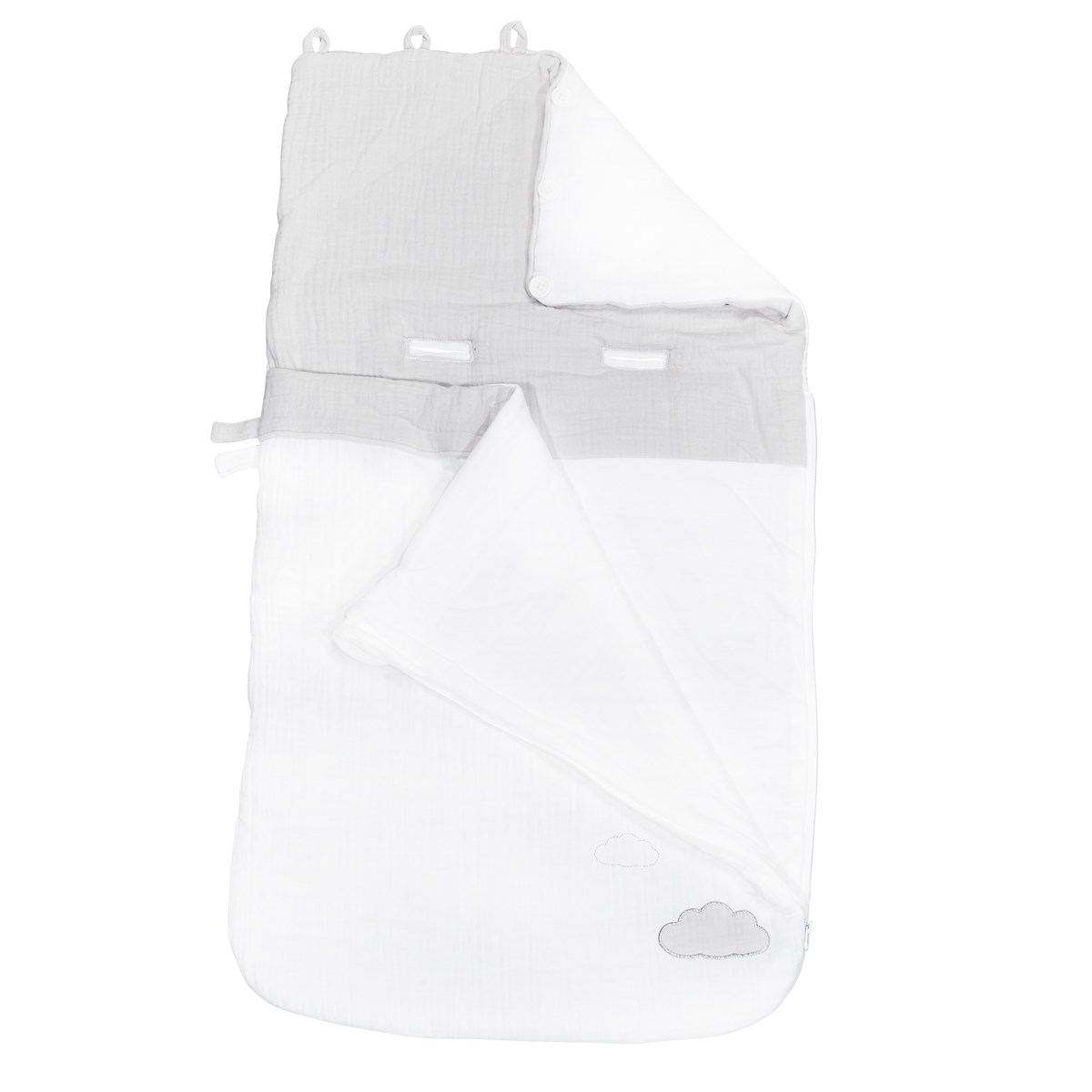 Nid d'ange en coton blanc/gris, SAUTHON