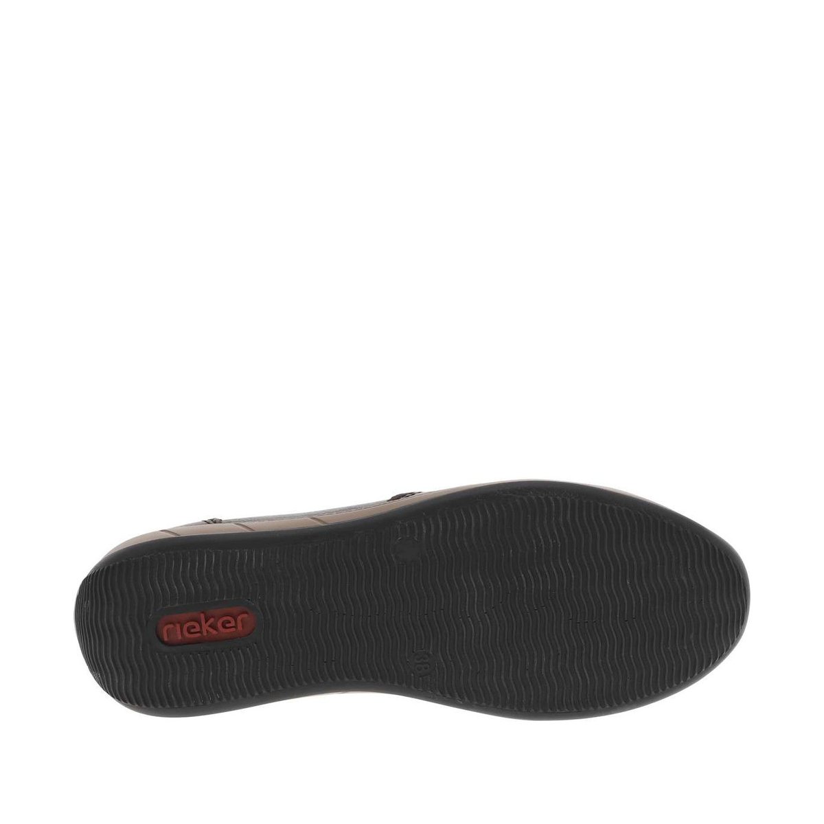 Sneakers kaki à talon plat avec des lacets plats et un zip latéral marron, RIEKER