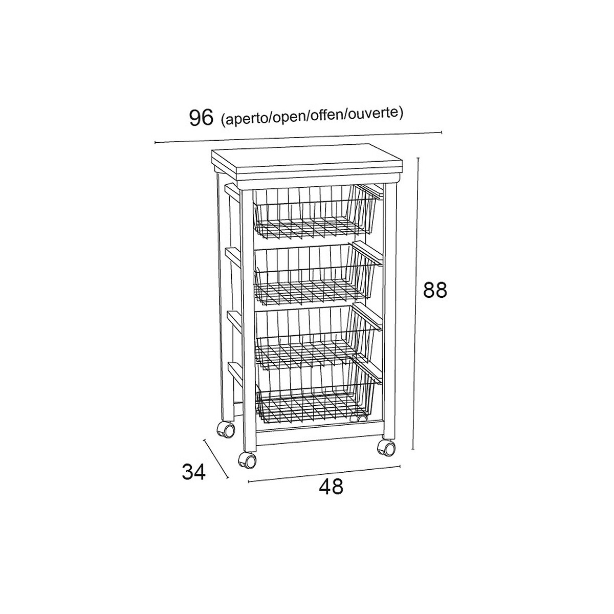 Chariot de cuisine - Extensible bois foncé, EUROPE & NATURE