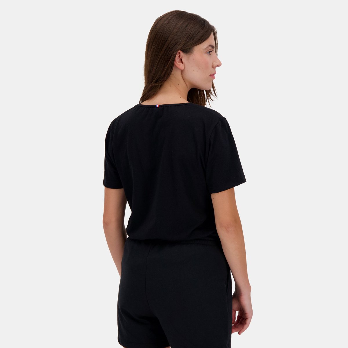 T-shirt col V Essentiel en jersey de coton Essentiels black, LE COQ SPORTIF