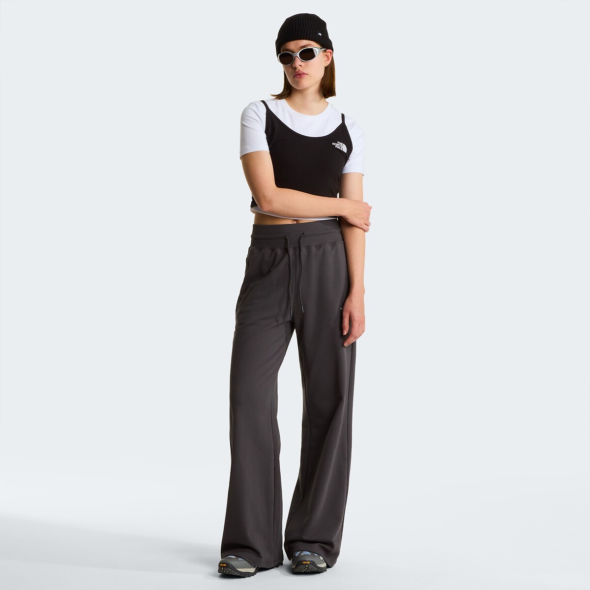 Pantalon large avec ceinture côtelée gris anthracite, THE NORTH FACE