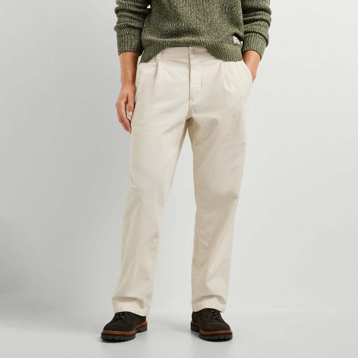 Pantalon Chino En Velours Côtelé Coupe Décontractée blanc ivoire, PEPE JEANS
