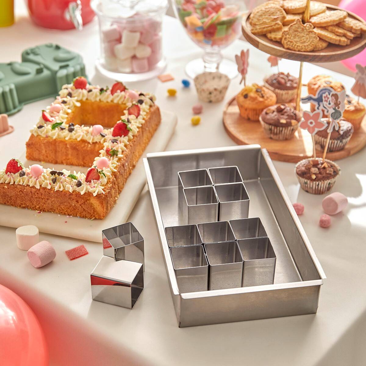 Moule pour number cake 31,6x18,5x5,5cm en inox ANNIVERSAIRE argent, 5FIVE SIMPLY SMART