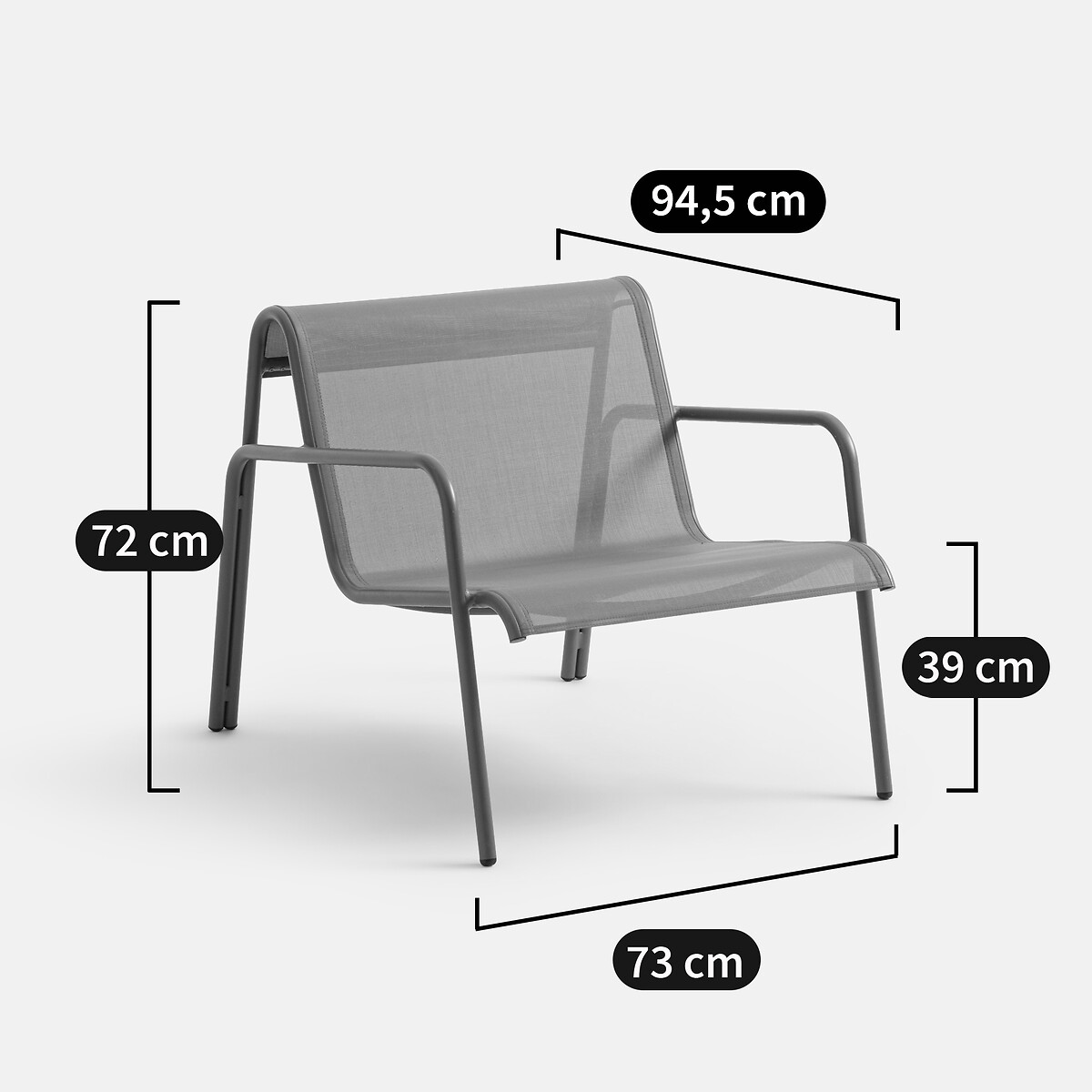 Niedriger Gartensessel aus Aluminium und Textilene Lysa dunkelgrün, LA REDOUTE INTERIEURS