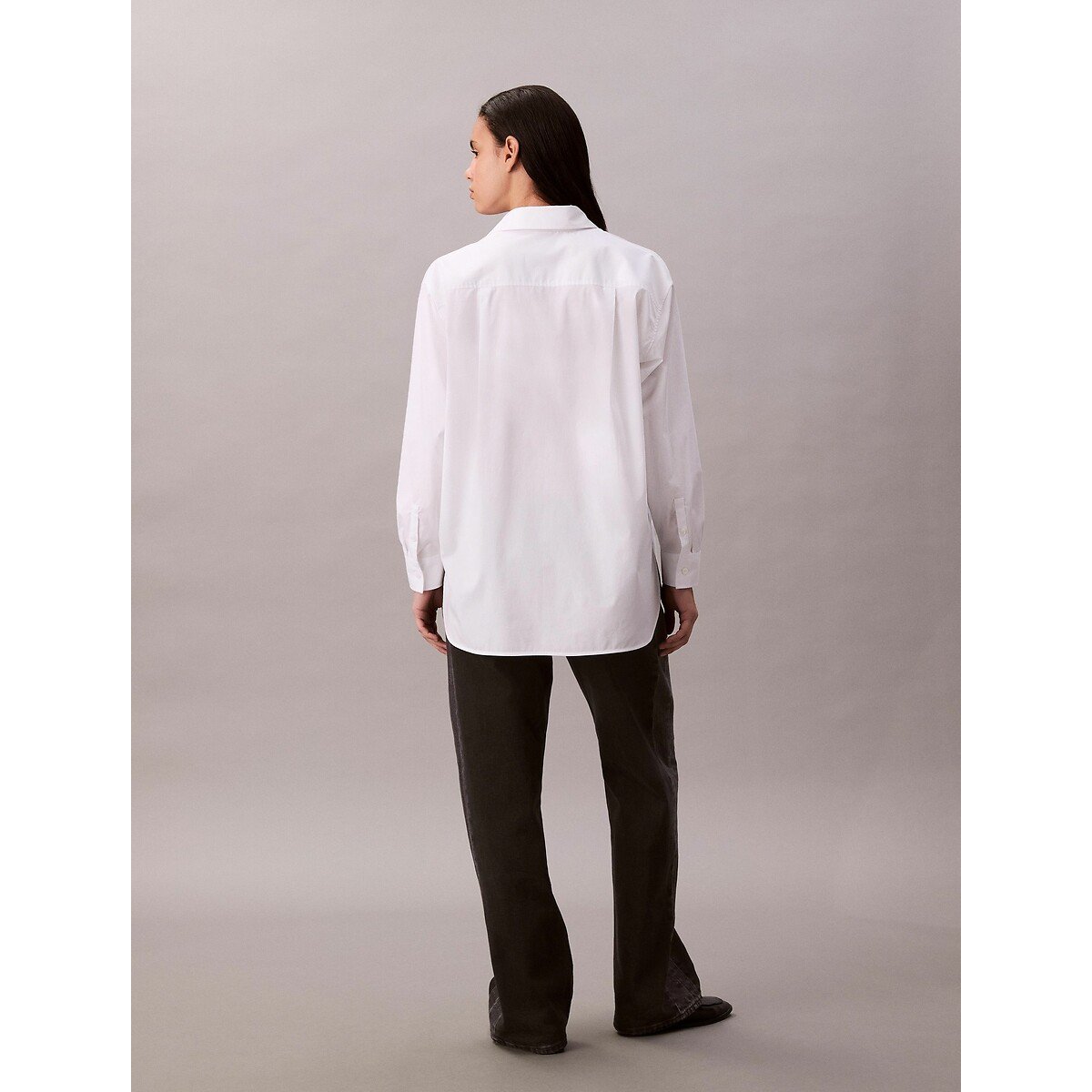Chemise en popeline de coton stretch blanc, CALVIN KLEIN JEANS