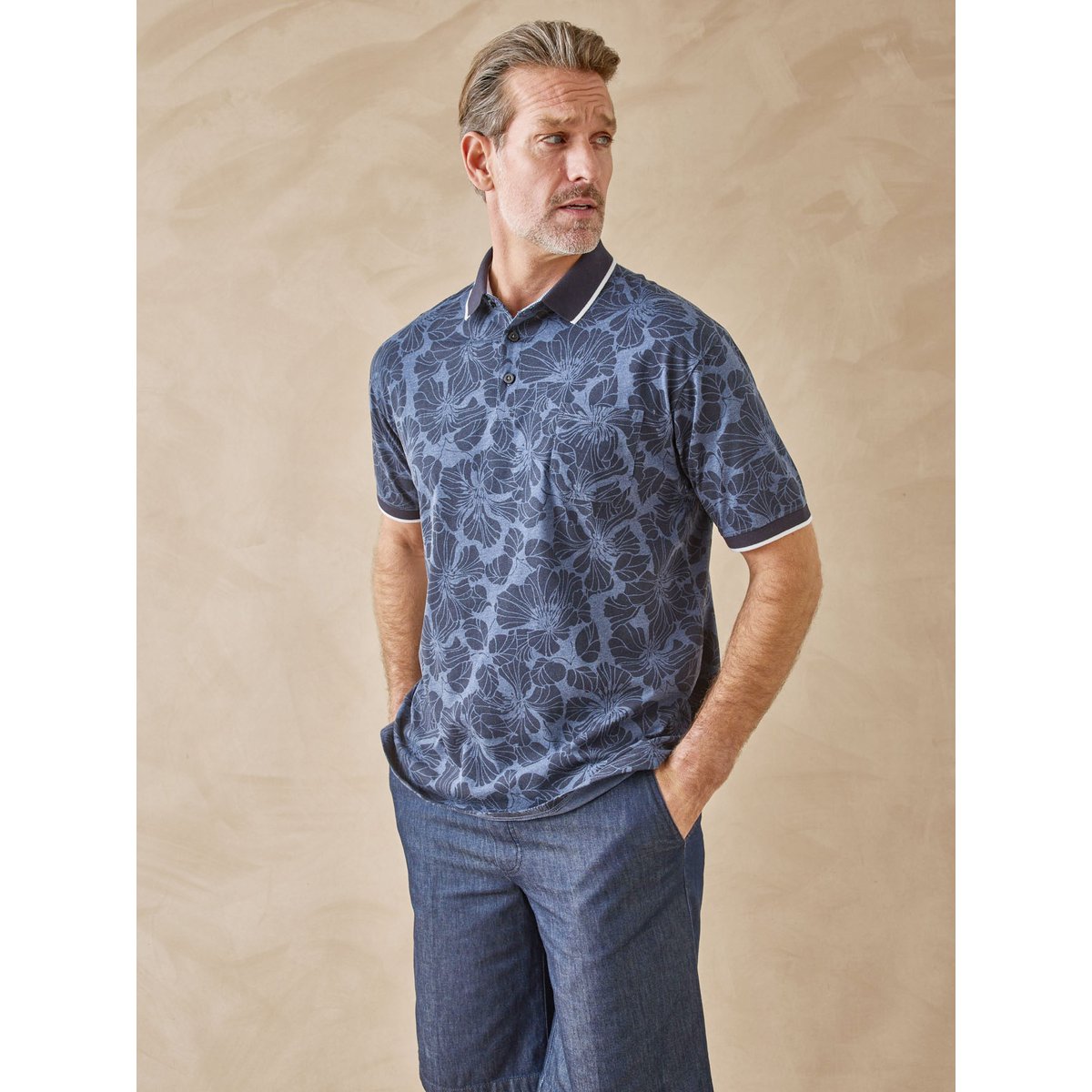 Polo manches courtes homme imprimé marine, DAXON