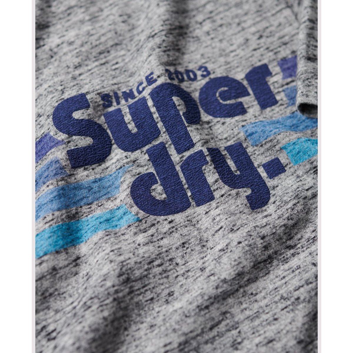 T-shirt col rond à logo gris silex poudré, SUPERDRY
