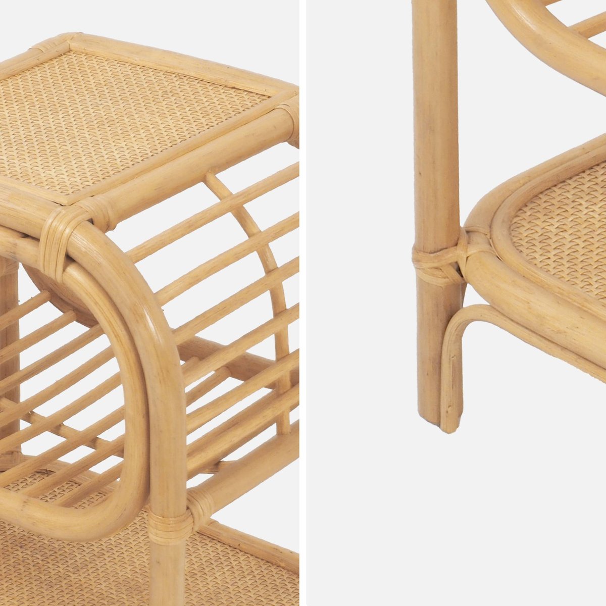 Table de chevet rotin naturel courbé 1 étagère 1 niche (lot de 2) SERANG naturel, SWEEEK