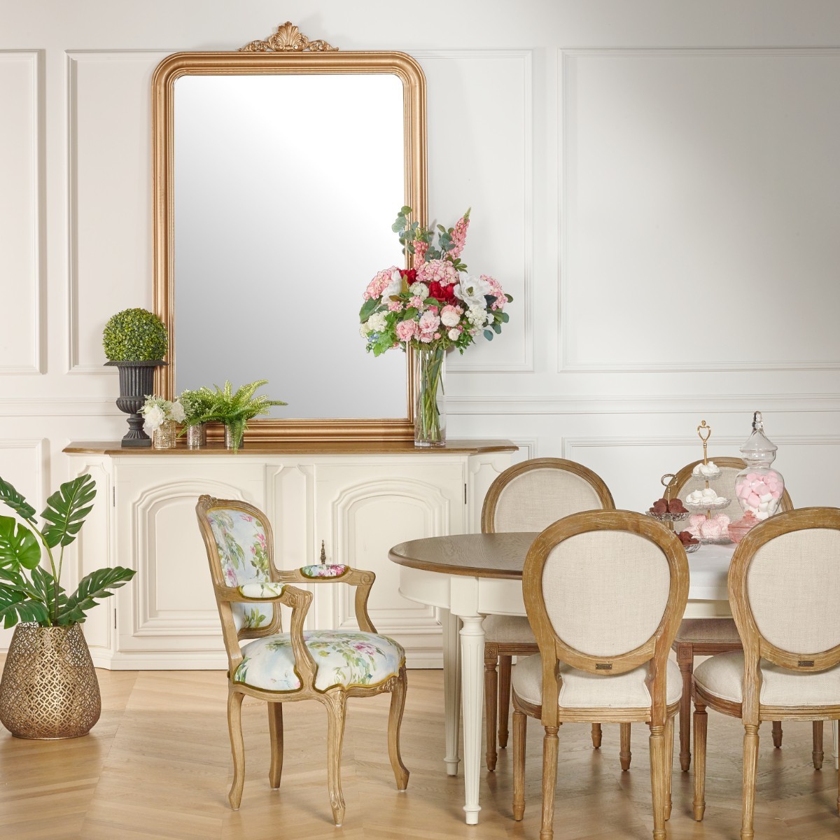 Miroir 177 x 117 style classique, cadre en pin AMANDINE or, ROBIN DES BOIS