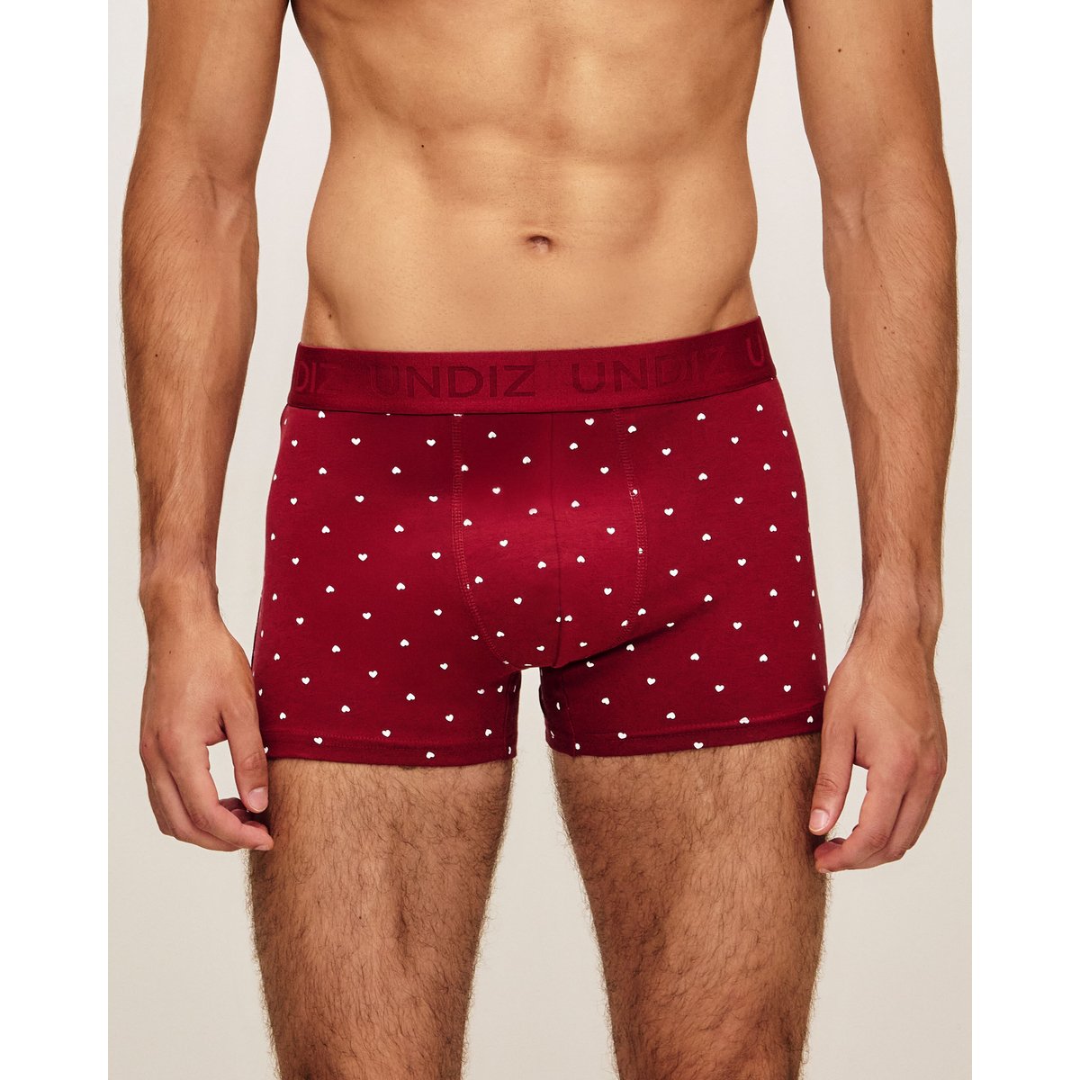 Boxer en coton imprimé coeurs REPEATIZ MINIH rouge, UNDIZ