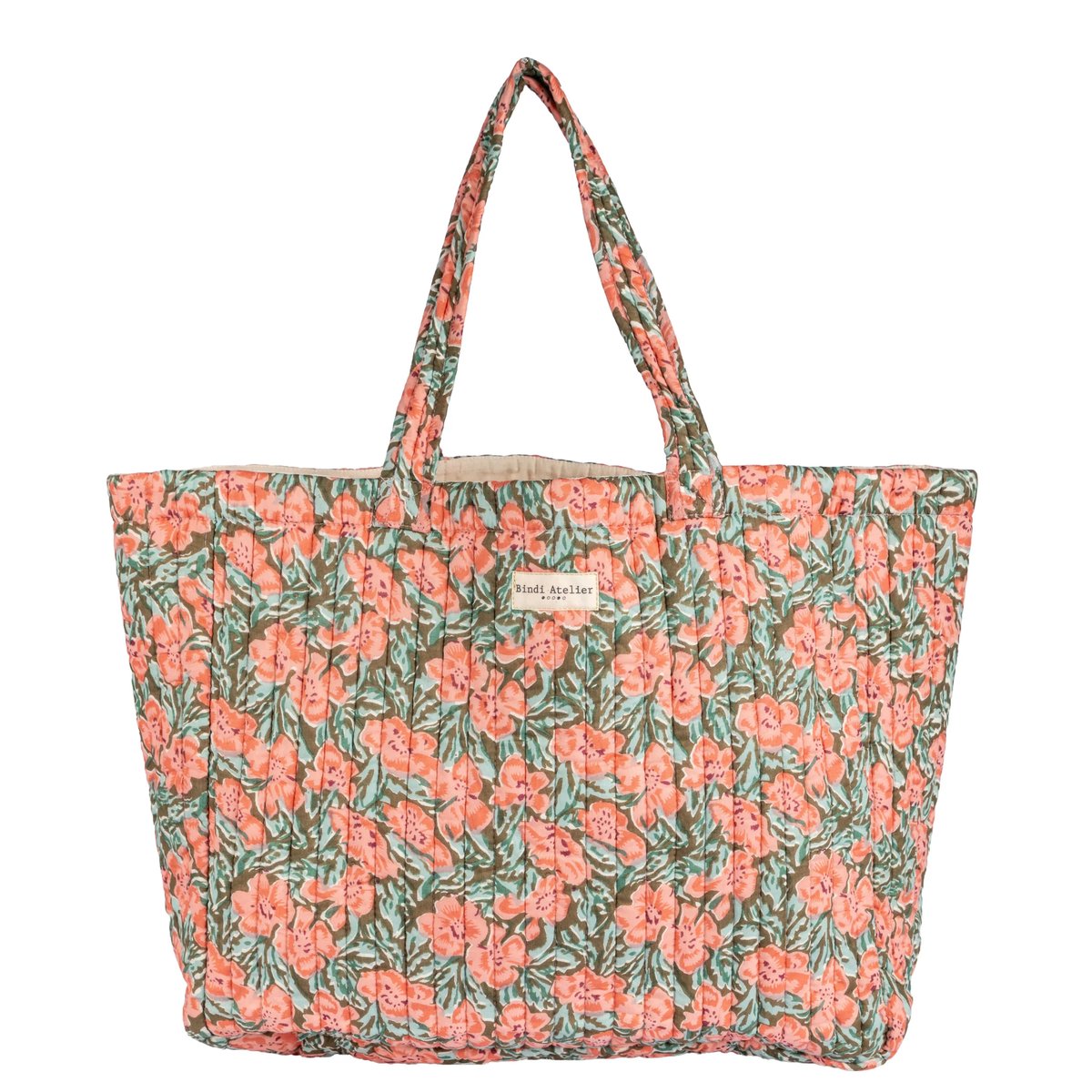 Sac cabas en coton matelassé bleu aqua, BINDI ATELIER