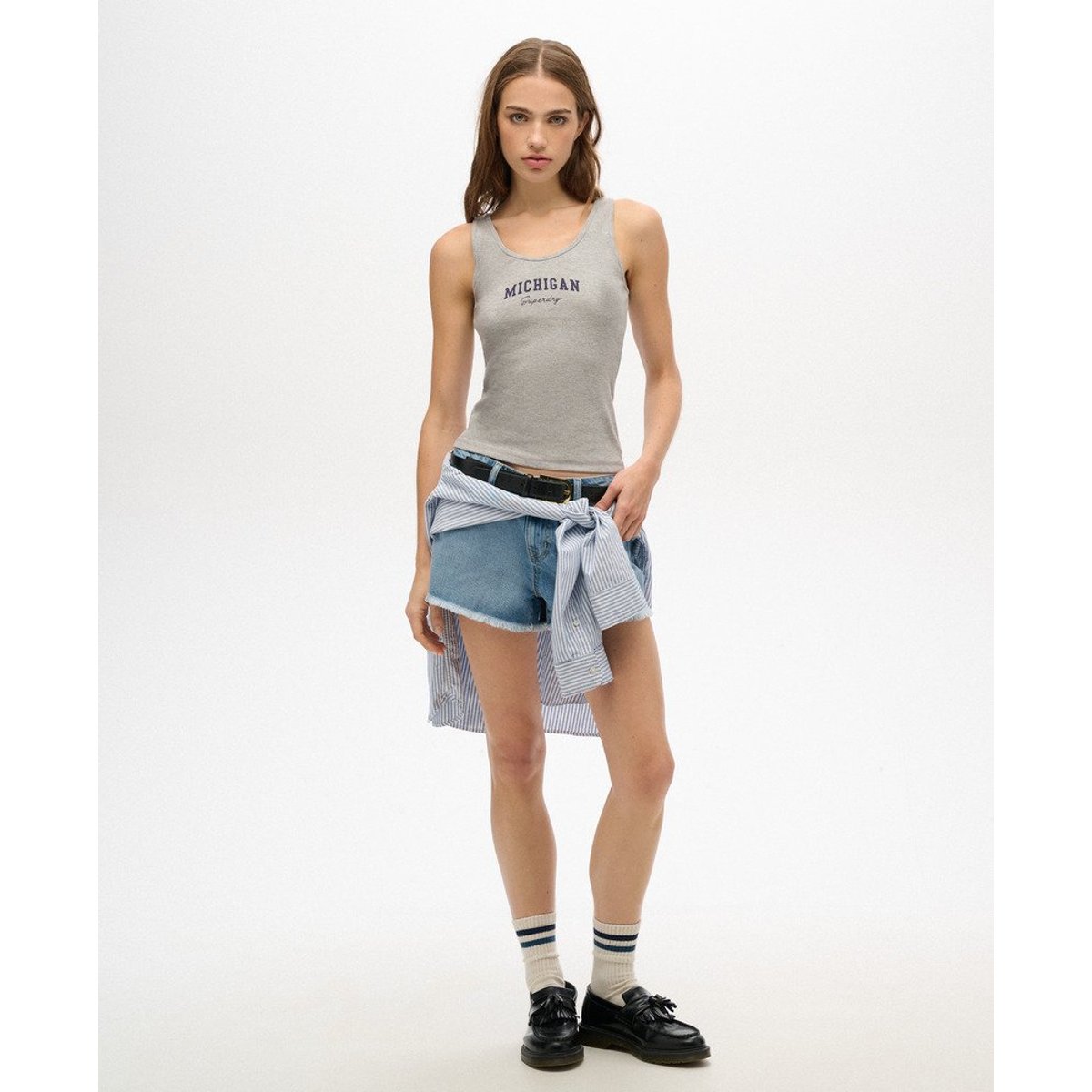 Débardeur à motif imprimé Athletic Essential gris chiné, SUPERDRY