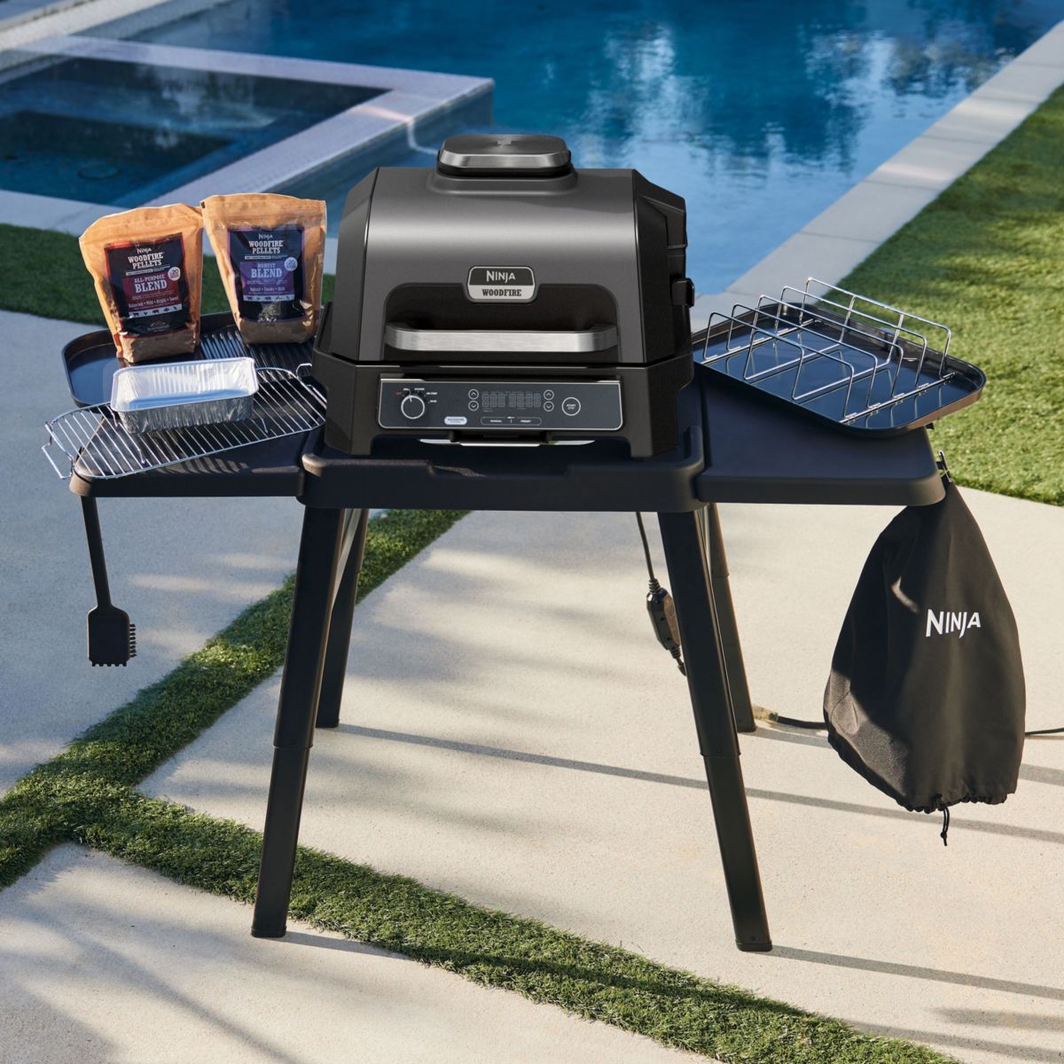 Support barbecue pour barbecue élec et fumoir Woodfire XL couleur unique, NINJA