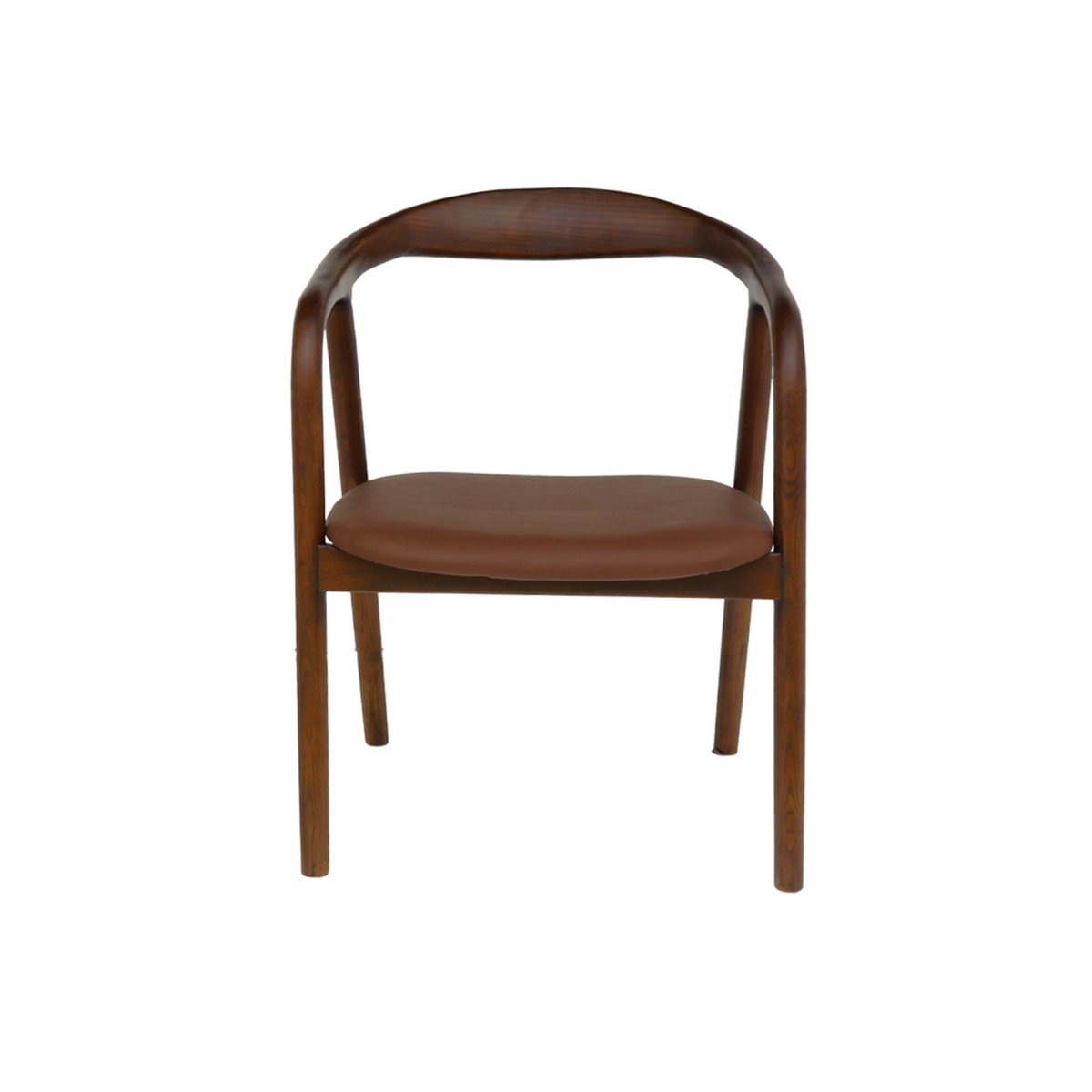 Fauteuil bois d'hévéa et simili cuir (lot de 2) SARA noyer, SWEEEK