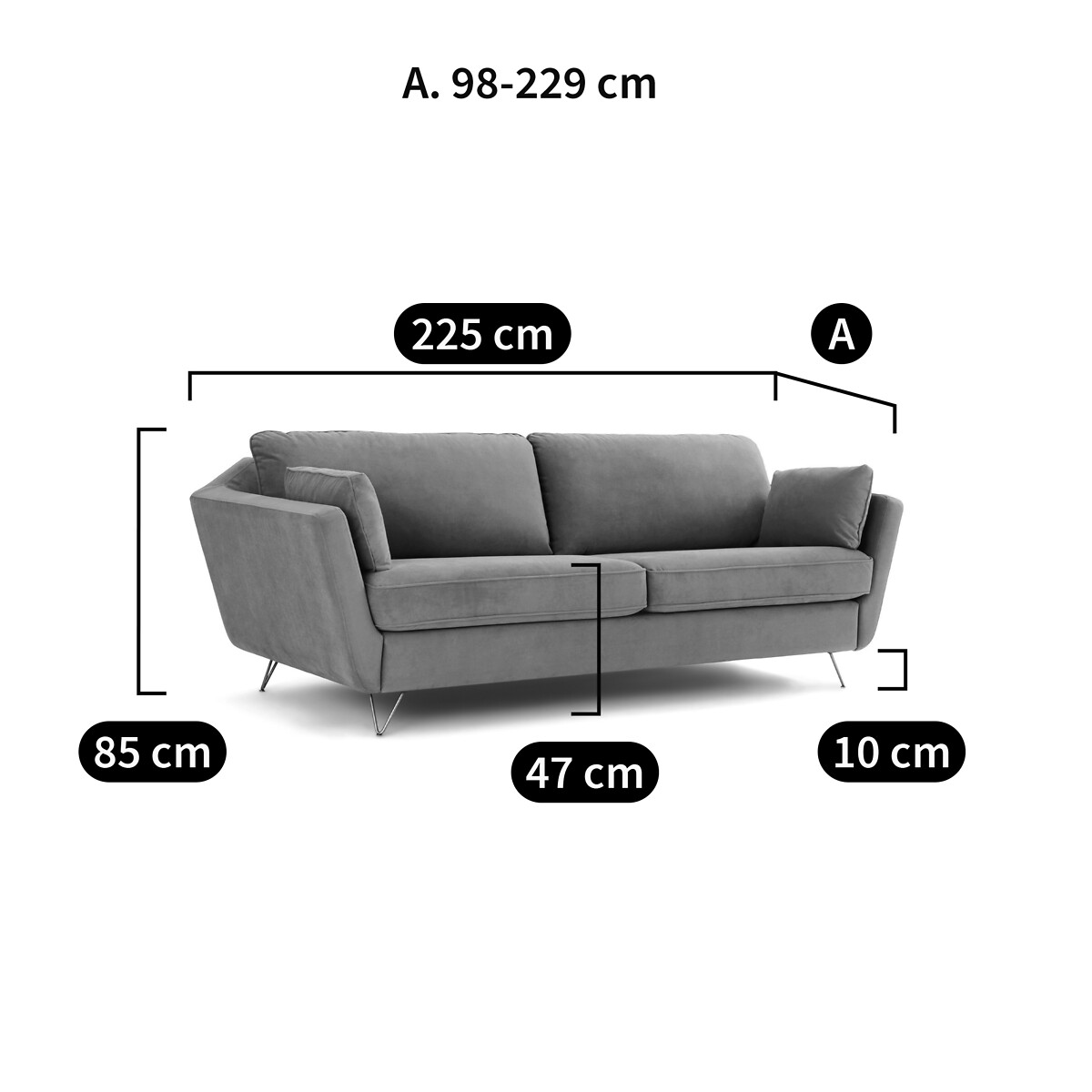 Canapé 4 à 5 places velours, convertible, Topim bleu céladon, LA REDOUTE INTERIEURS