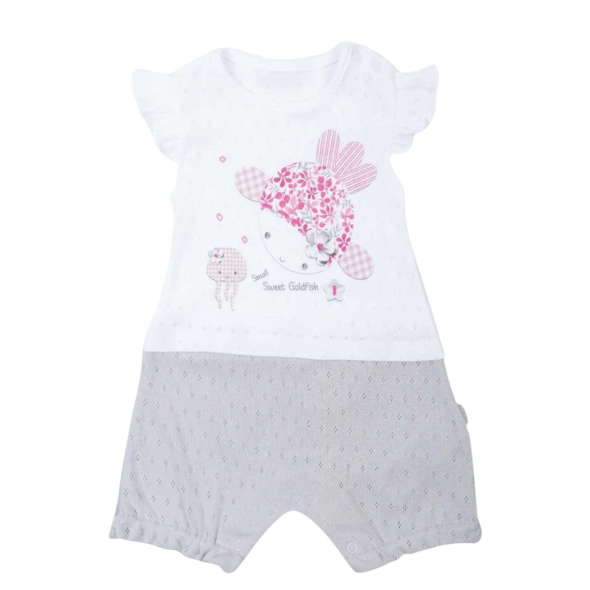 Combishort en coton jacquard biologique, Doris blanc / gris, KITIKATE