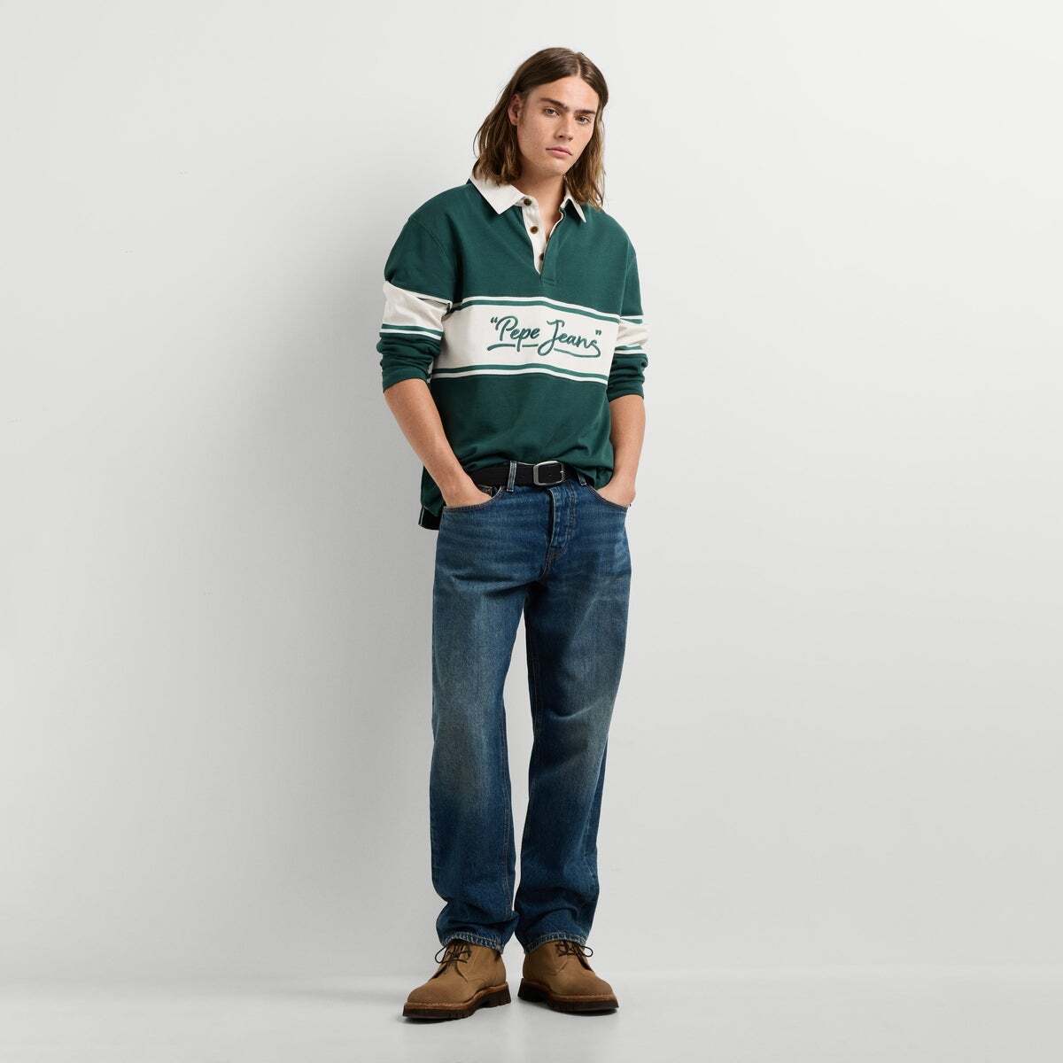 Polo Rugby Manches Longues Coupe Casual richmond green, PEPE JEANS