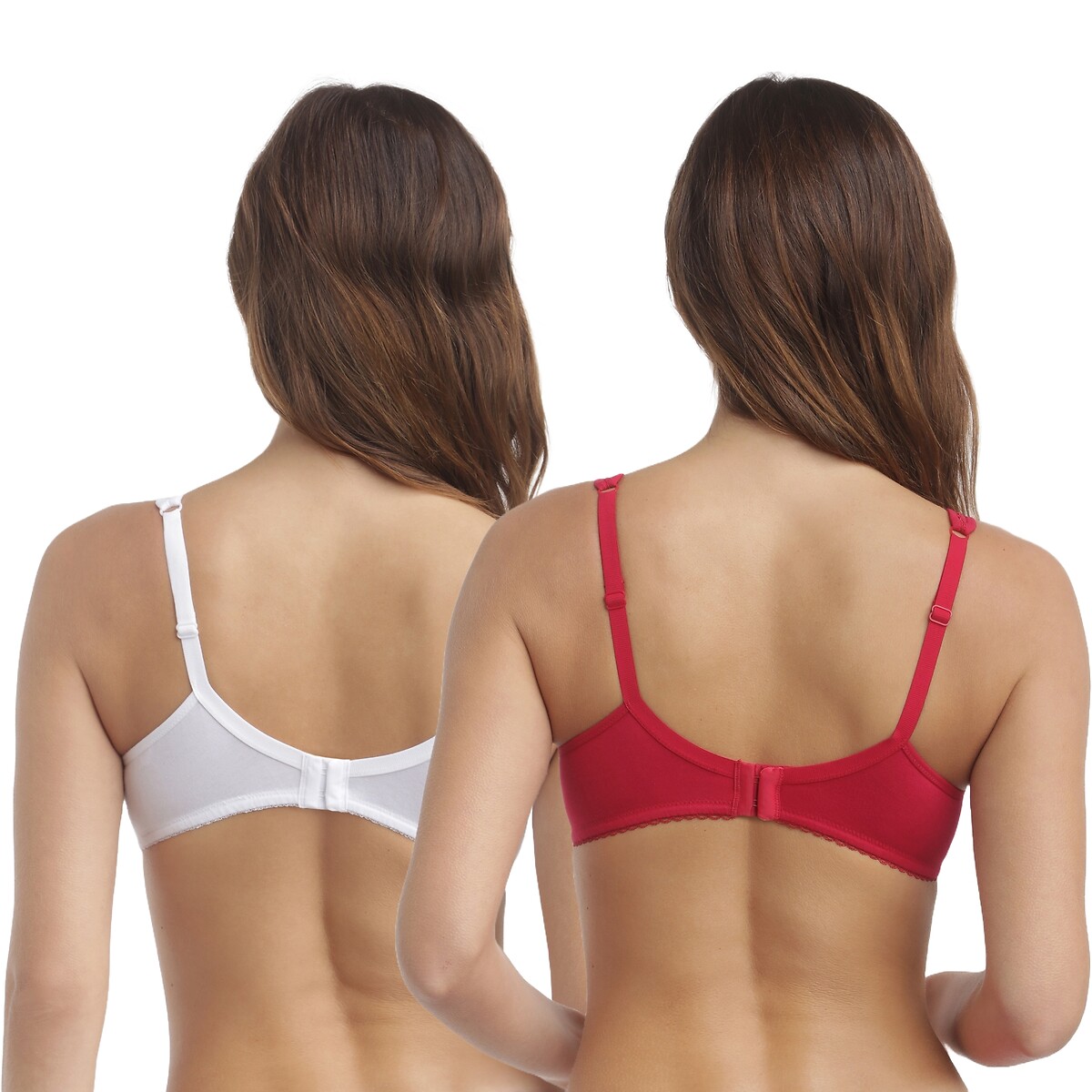 Pack of 2 Generous Bras in Organic Cotton cherry red+white, DIM