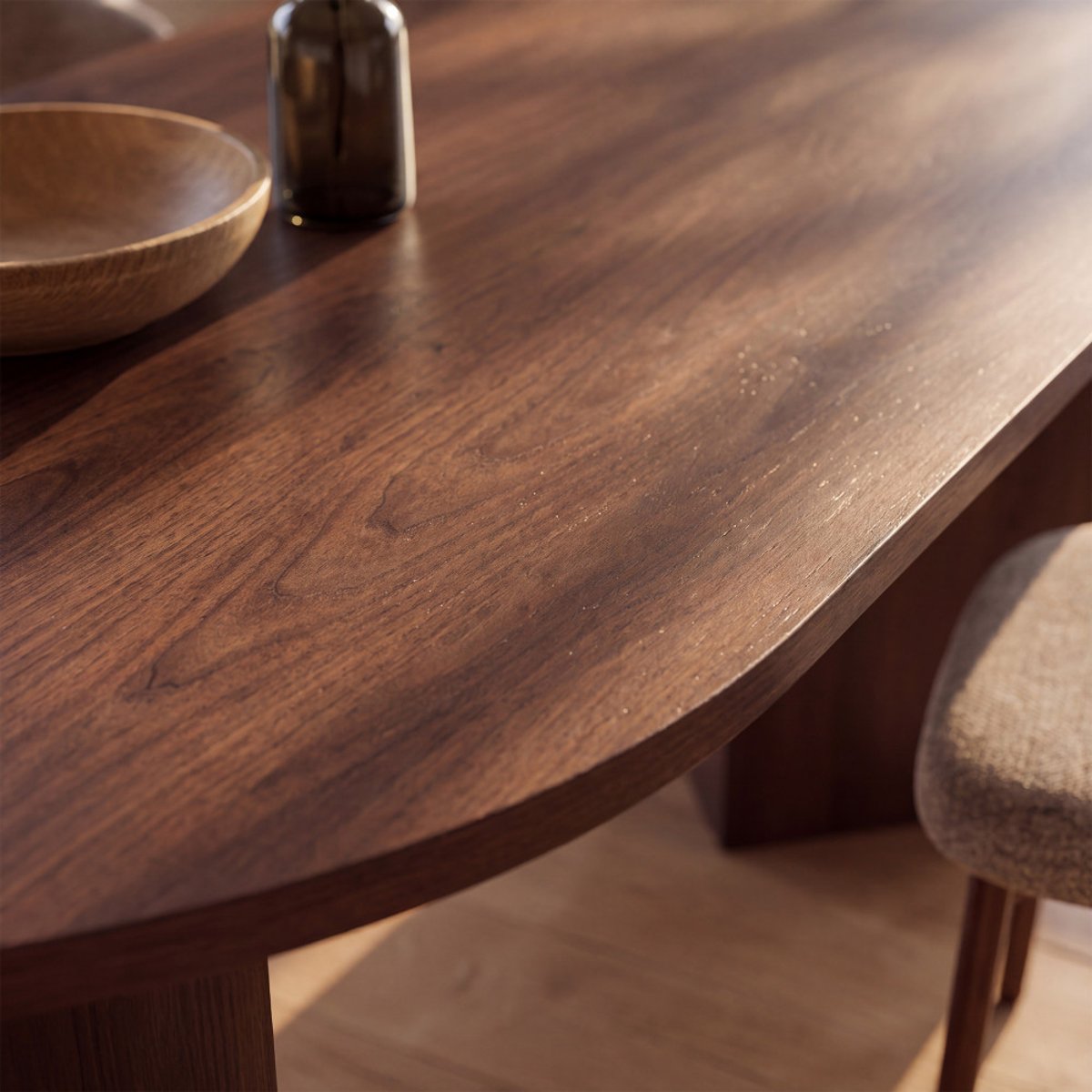 Table à manger 8 personnes ovale en bois- CALIAN bois foncé, DRAWER