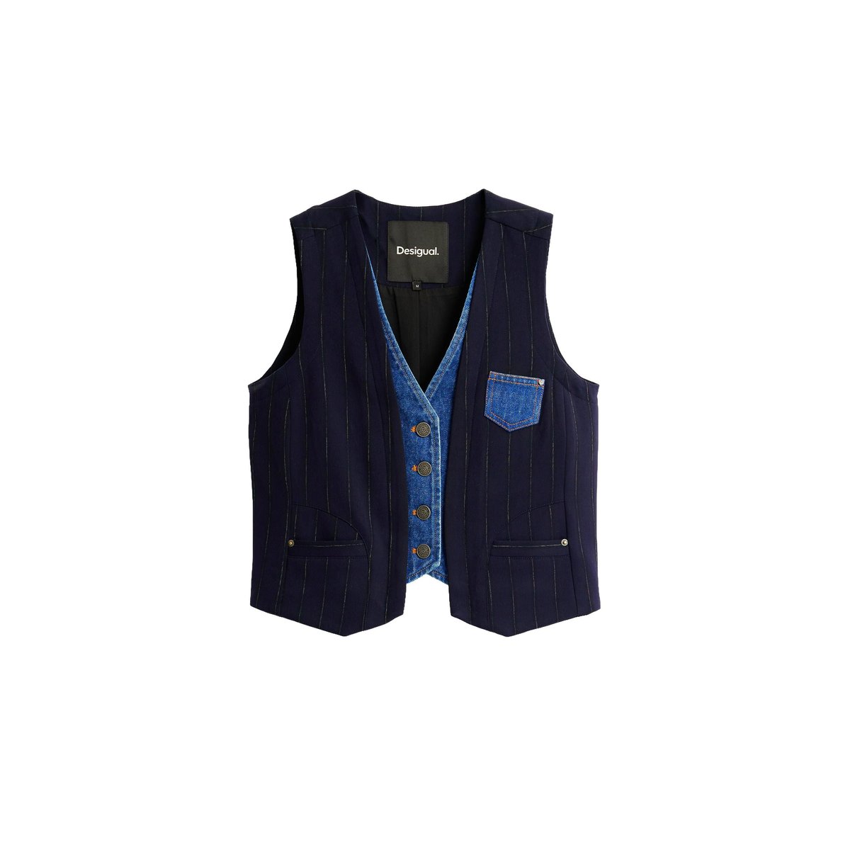 Gilet à double revers bleu, DESIGUAL