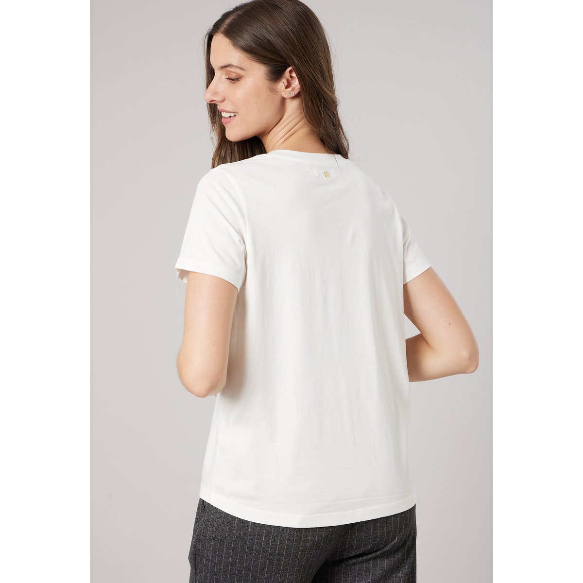 T-shirt regular femme en 100% coton inscription amour en léopard LYANA off white, DEELUXE