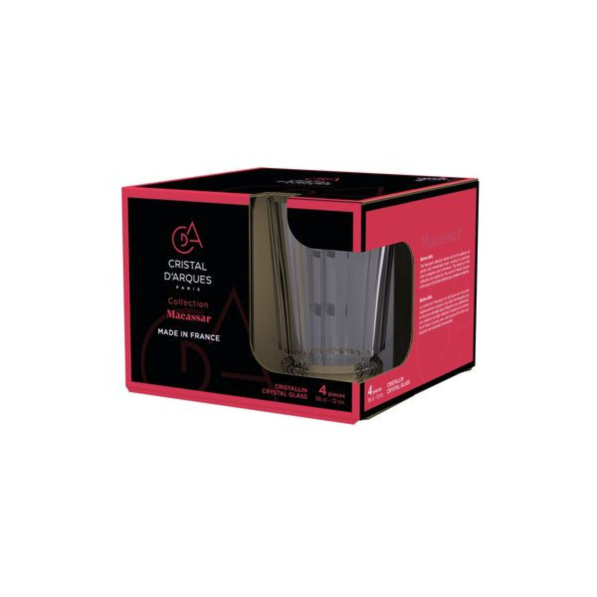 4 gobelets forme haute 36 cl - transparent, CRISTAL D ARQUES