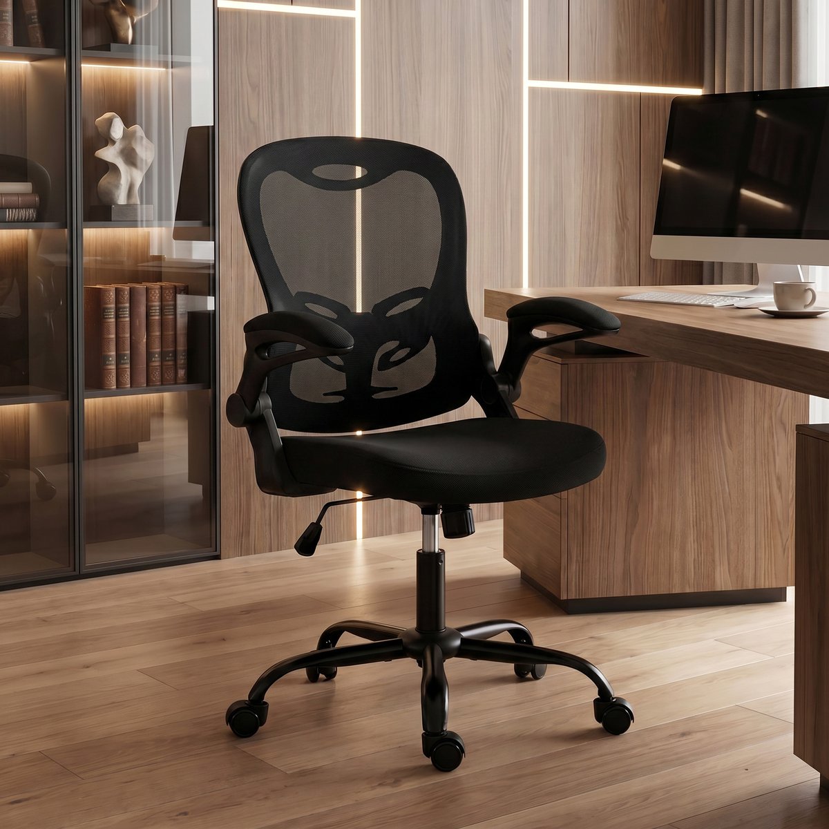 Chaise de bureau Maille (100 % polyester) noir, HOMCOM