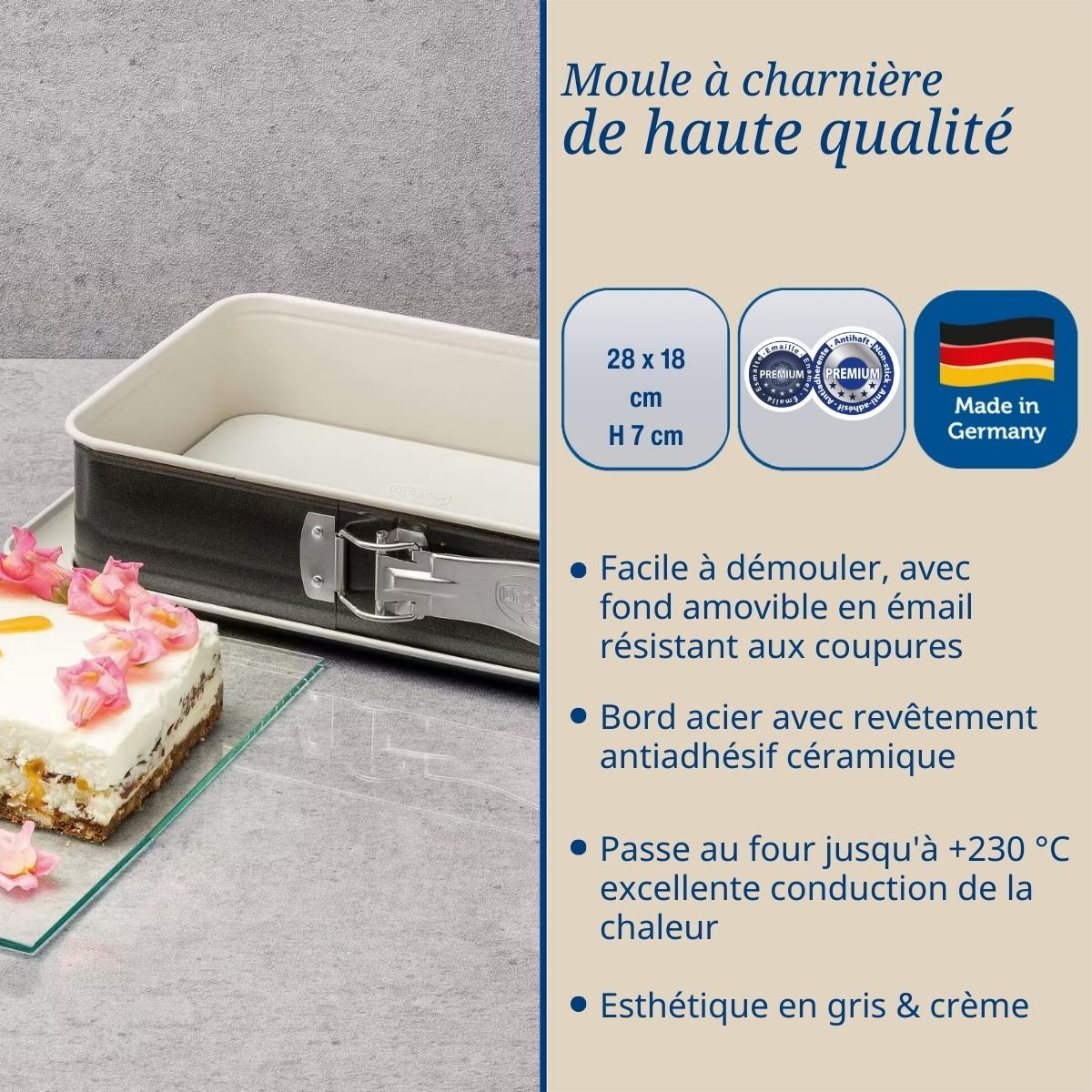 Lot de 2 moules à gâteaux 28/18 cm en acier BACK-TREND blanc, DR OETKER
