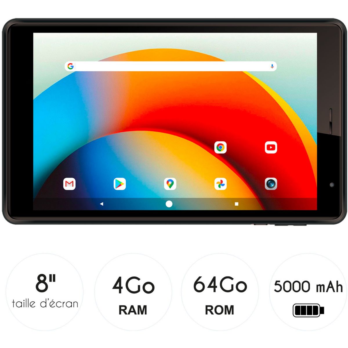 Tablette Android Tab 80 Noir 64Go noir, LOGICOM