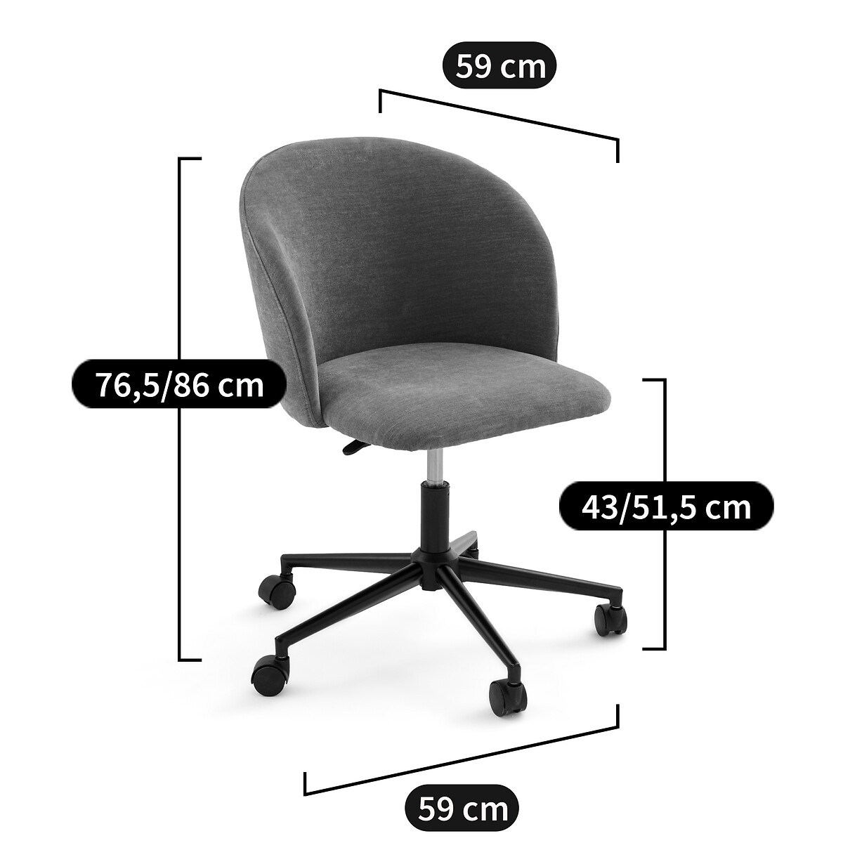 Fauteuil de bureau à roulettes, Lavergne ocre, LA REDOUTE INTERIEURS