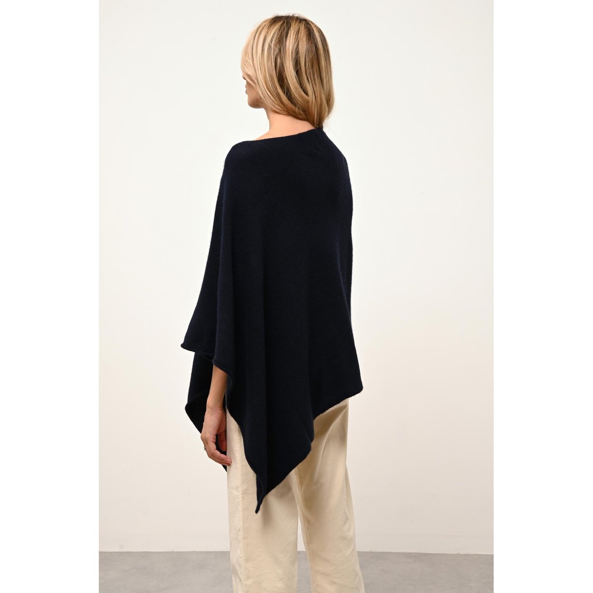 Poncho 4 Fils Navy Ashley bleu foncé, JUST CASHMERE