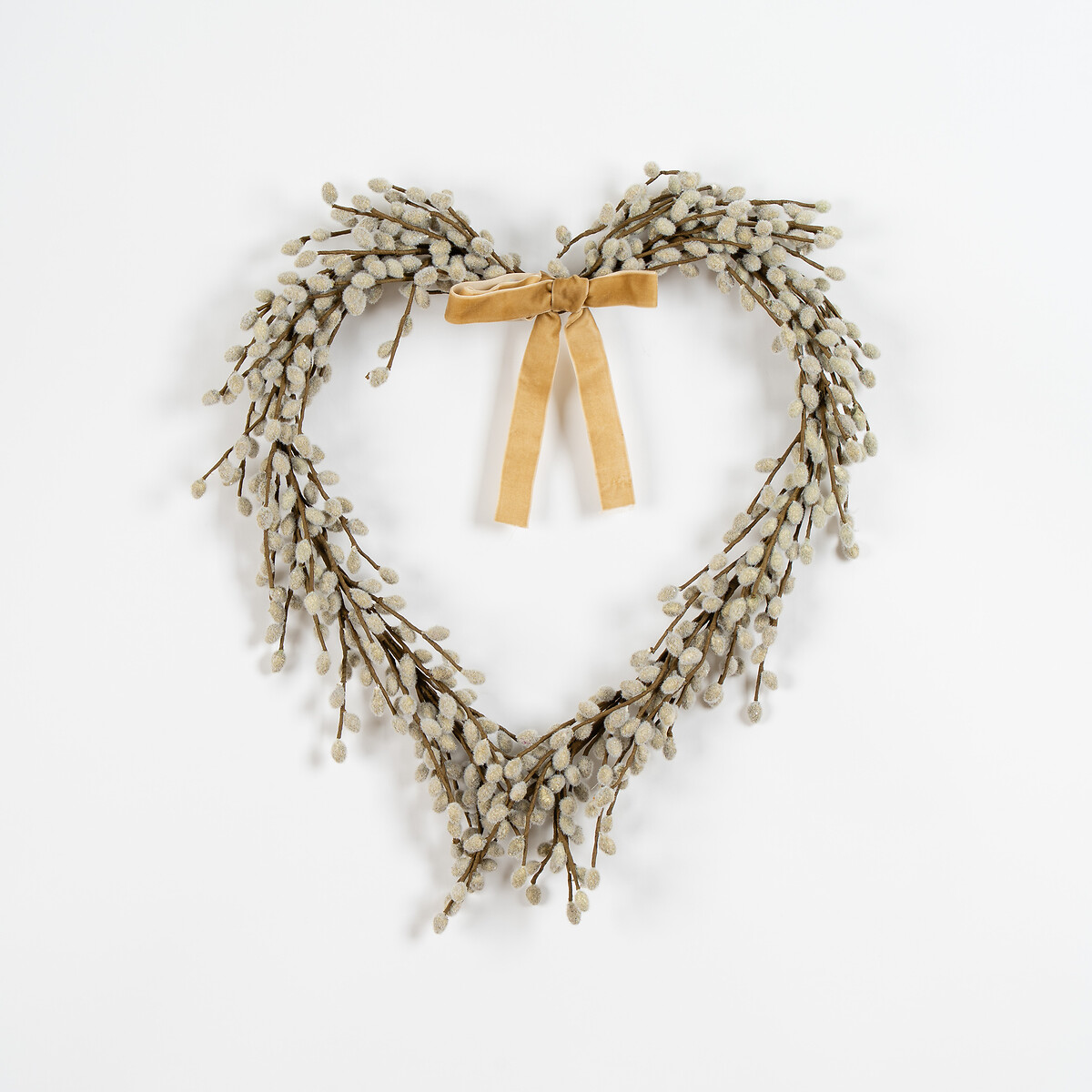50cm Pussy Willow Heart Wreath natural, SO'HOME