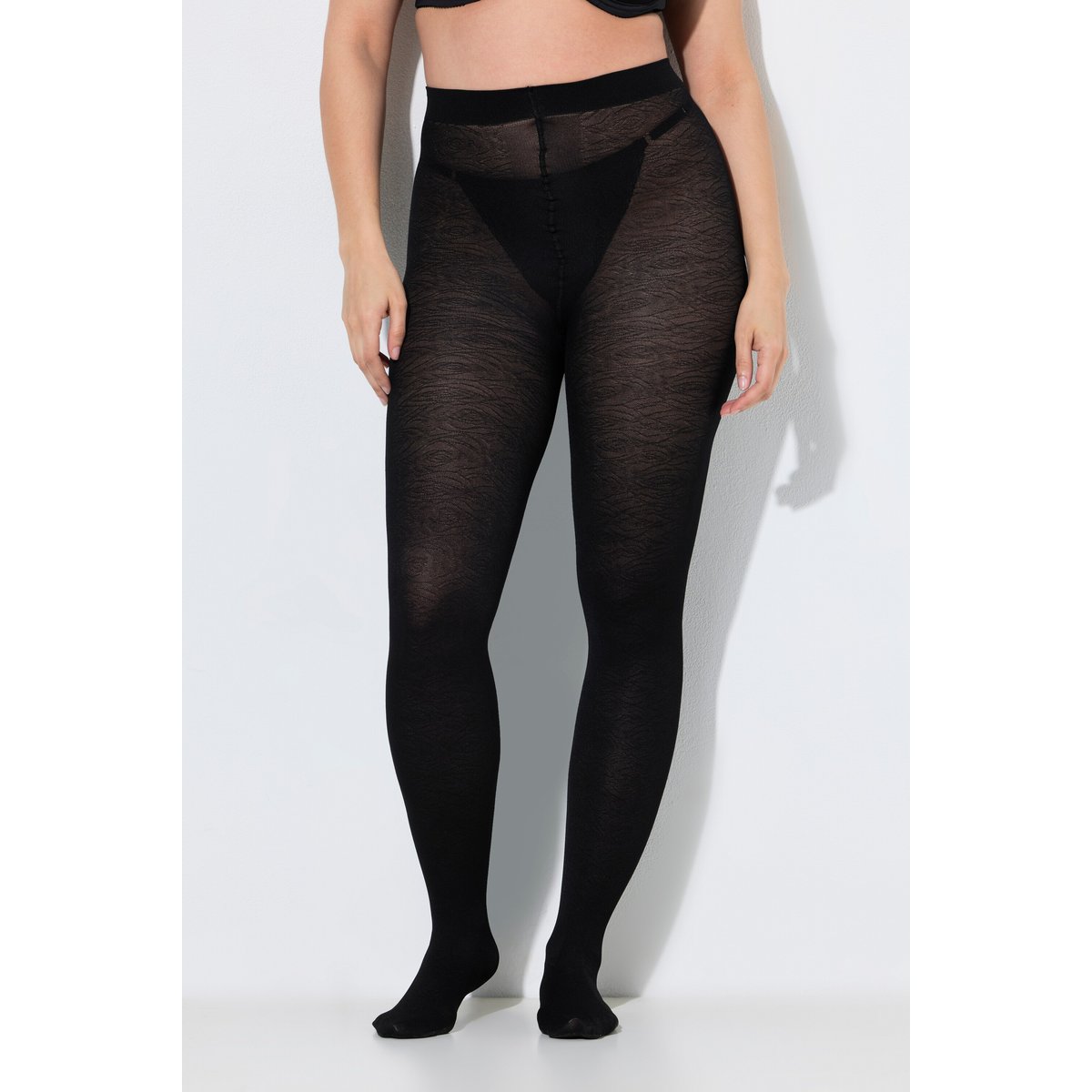 Collants motif roses noir, ULLA POPKEN