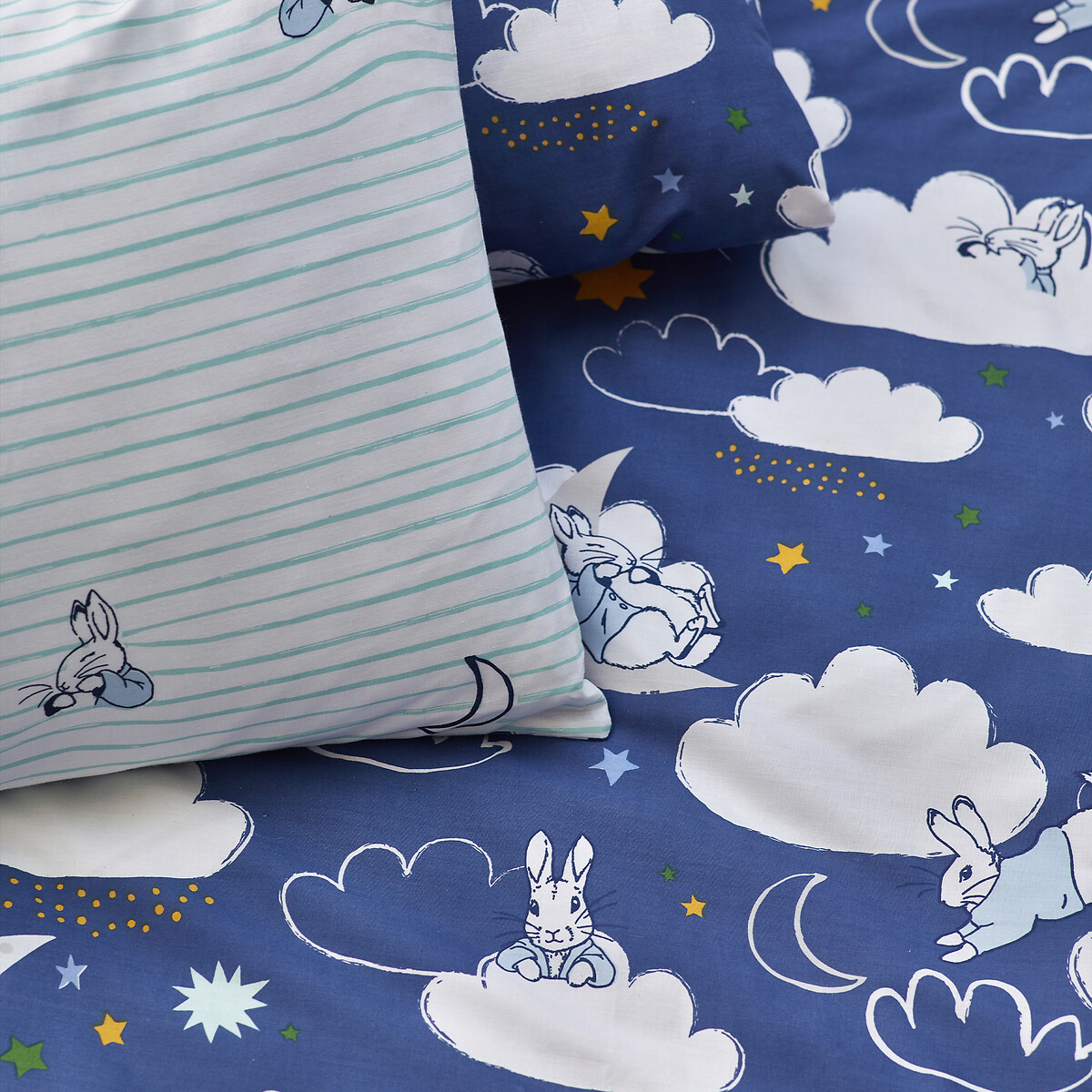 Peter Rabbit Sleepy Cotton Mix Duvet Cover and Pillowcase Set blue, PETER RABBIT