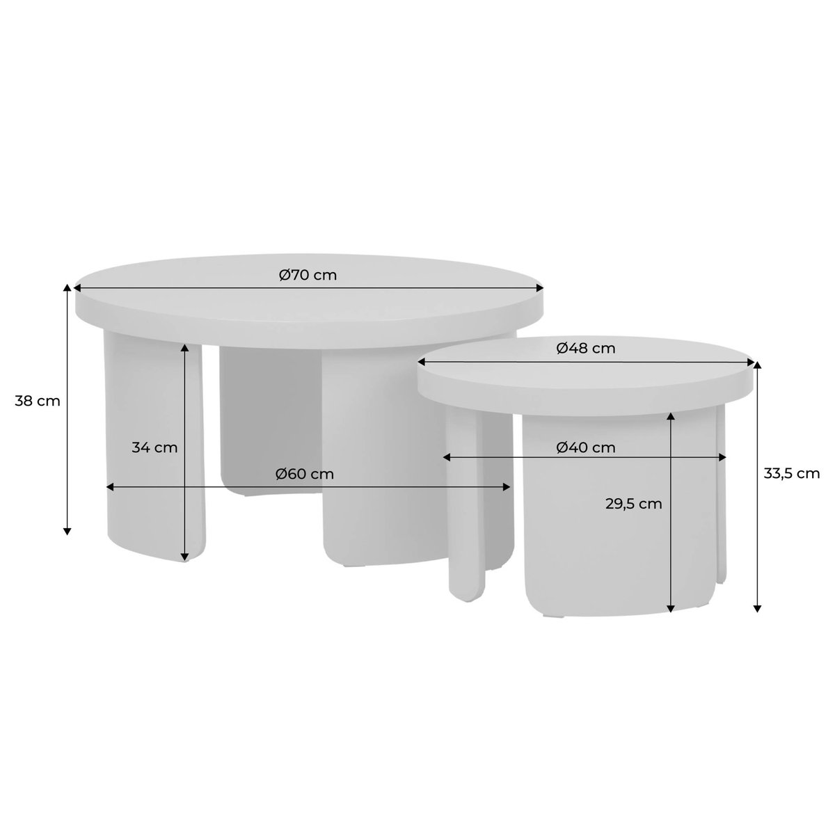 Set de 2 tables basses gigognes rondes   LUMA beige, SWEEEK