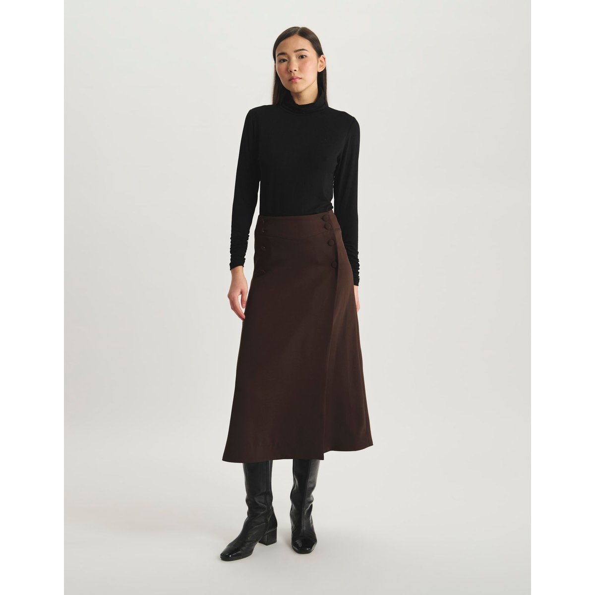 Jupe Tales fluide marron, INES DE LA FRESSANGE PARIS
