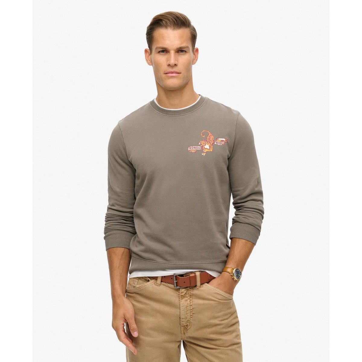 Sweat à motif tatouage anthracite, SUPERDRY