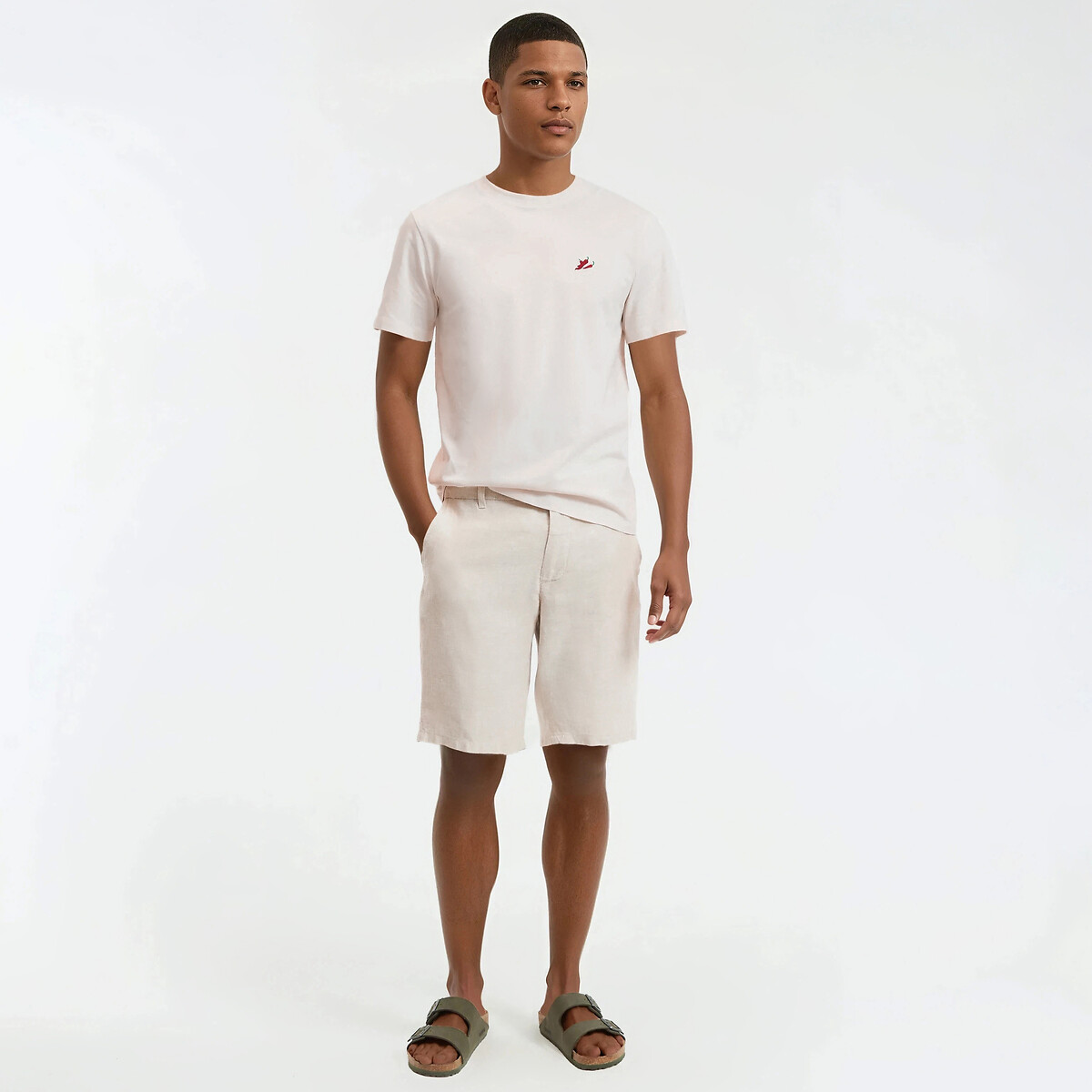 T-shirt fit Regular avec broderie piment ecru, LA REDOUTE COLLECTIONS