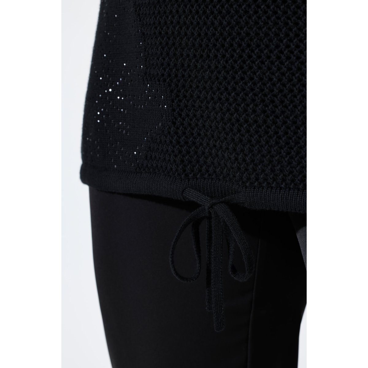 Pull avec cordon à nouer noir, ULLA POPKEN
