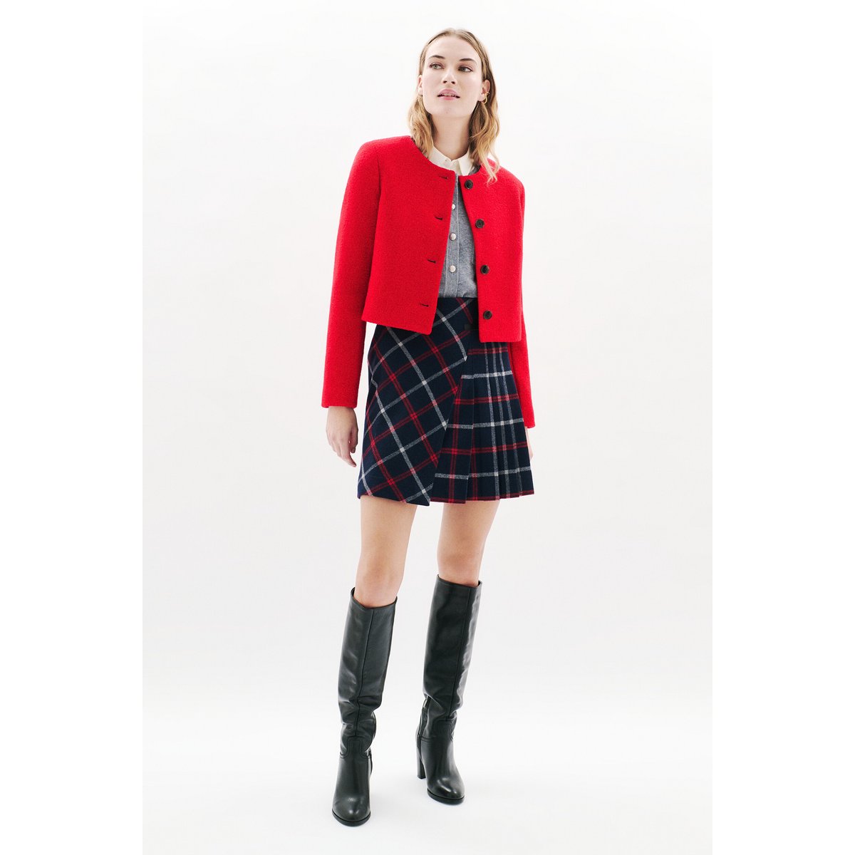 Veste cropped laine VALMONTLAINE rouge, CAROLL