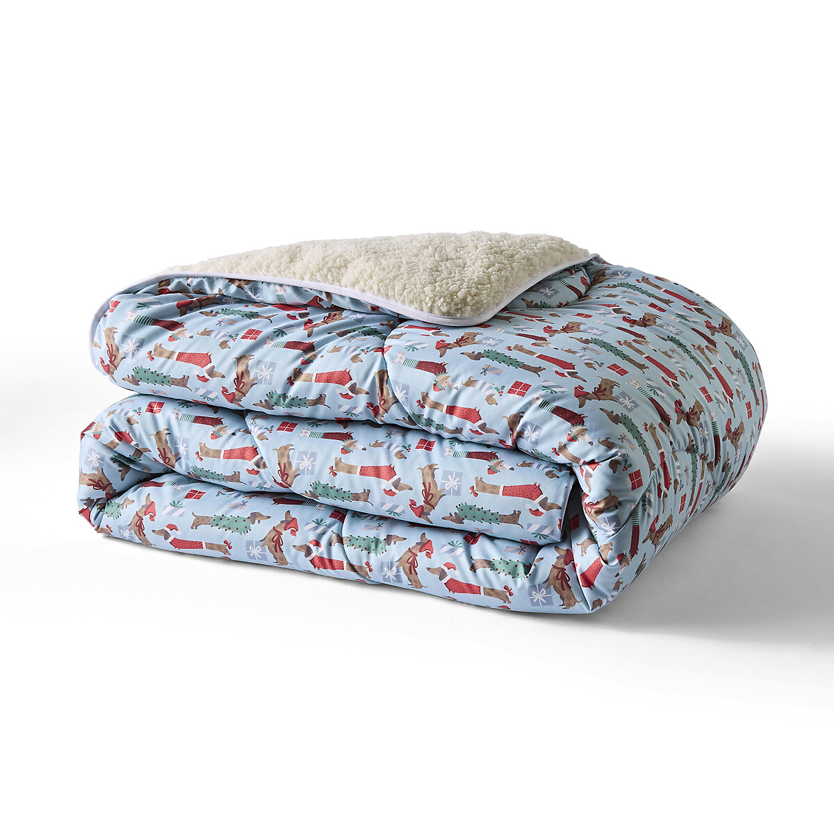 10 Tog Christmas Dogs Sherpa Throw blue, NIGHT LARK