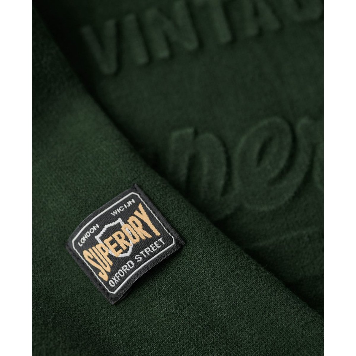 Sweat à capuche et logo vintage en relief vert émail, SUPERDRY