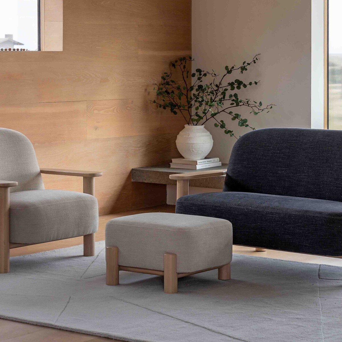 Huxley Velvet Chenille Footstool dusty, ÉDITÉ