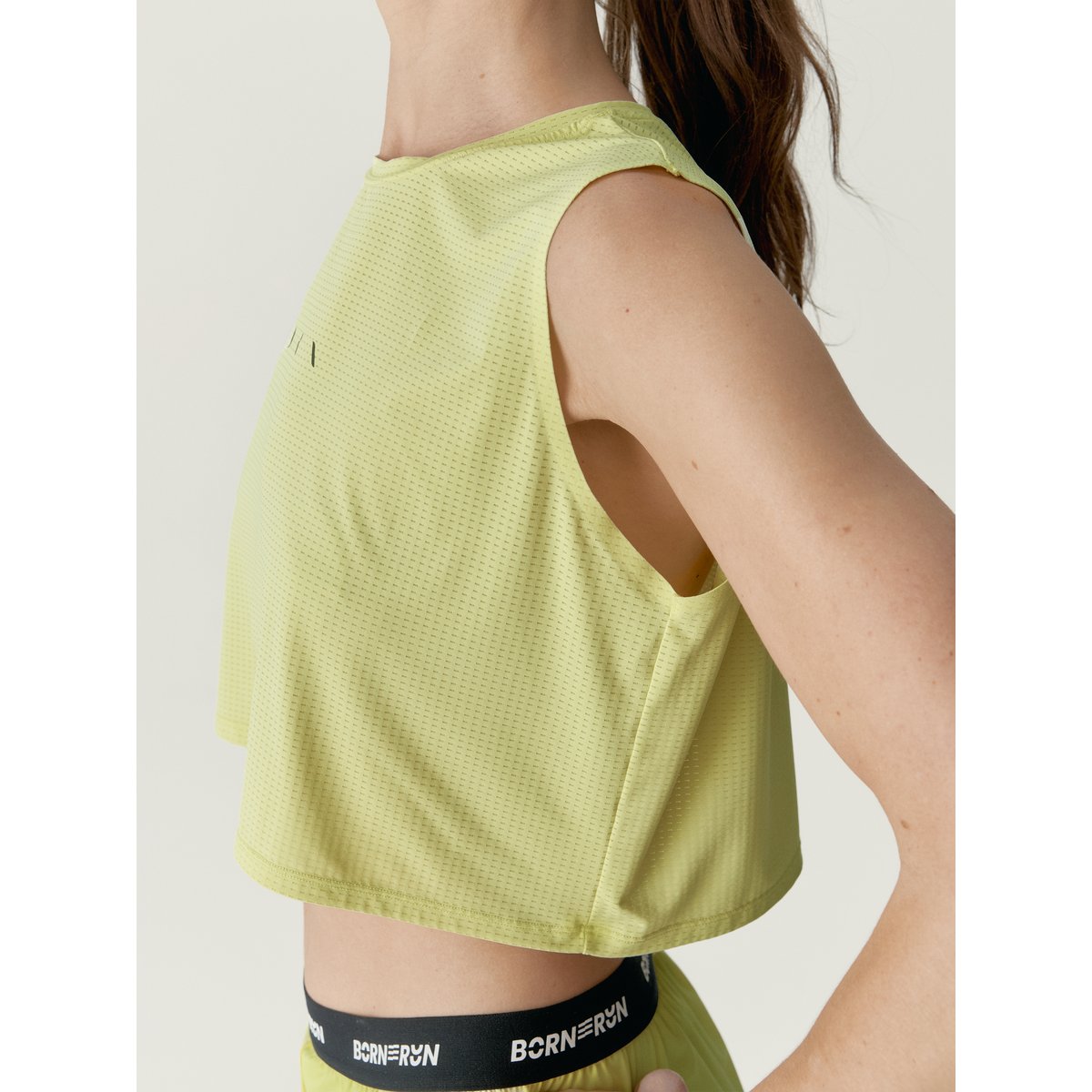 T-shirt de sport femme Nyx Sans manches détails réfléchissants jaune citron, BORN