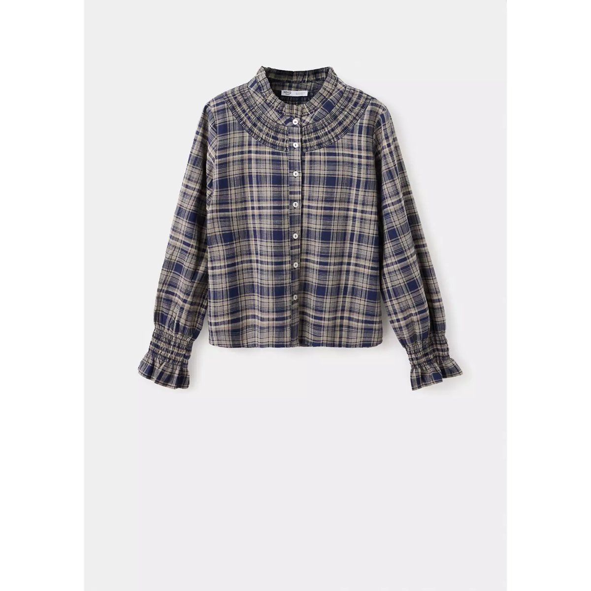 Chemise 100% coton à carreaux bleu indigo, MANGO TEEN