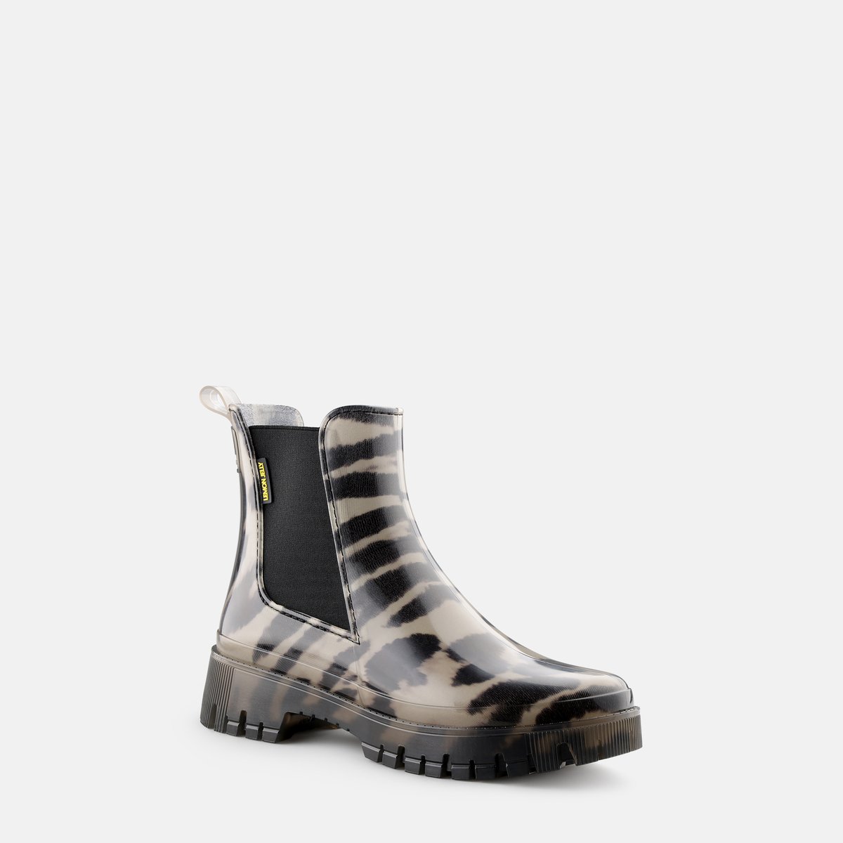 Bottines Chelsea ZURI avec Doublure en Fourrure d'Imitation Imprimée blanc translucide, LEMON JELLY